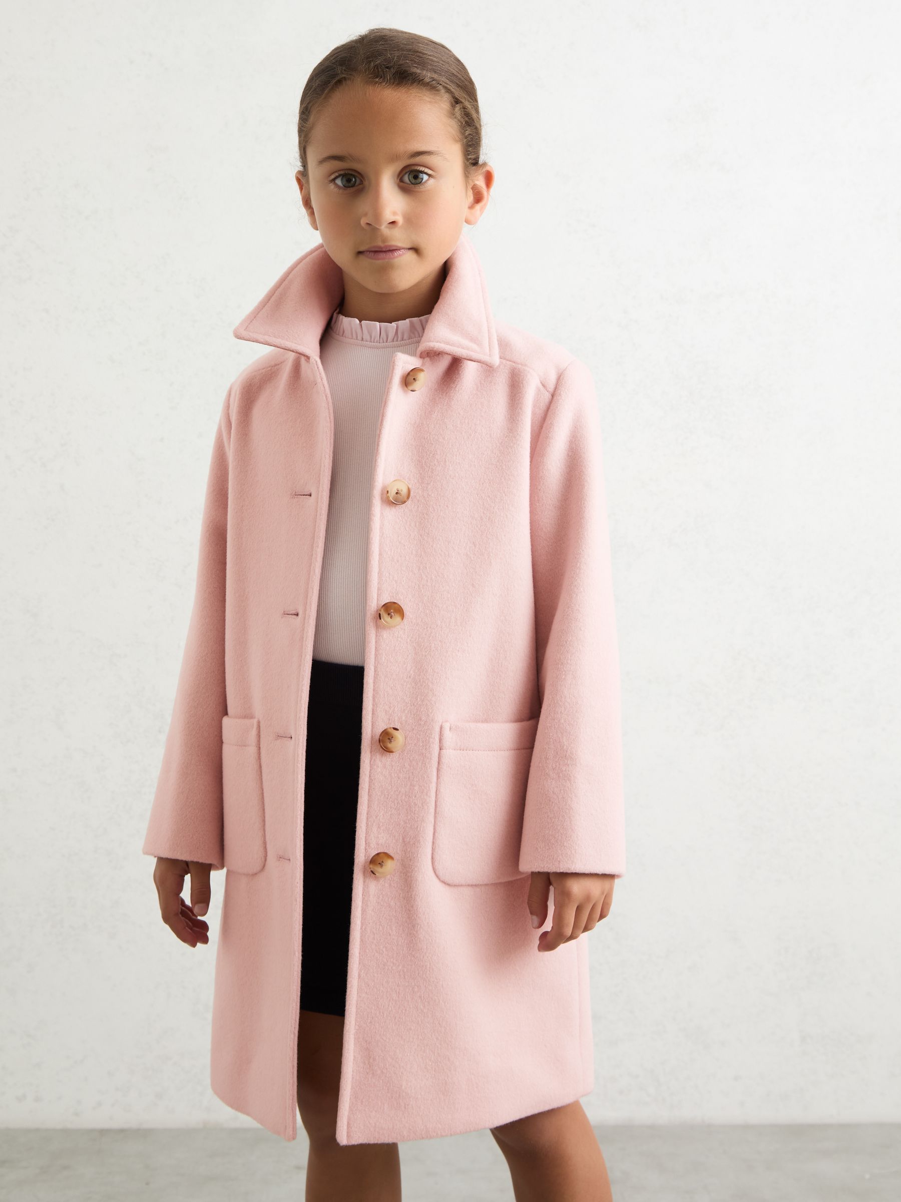 9-13 yrs Wool-Blend Single-Breasted Coat in Pink - Image 3 of 4