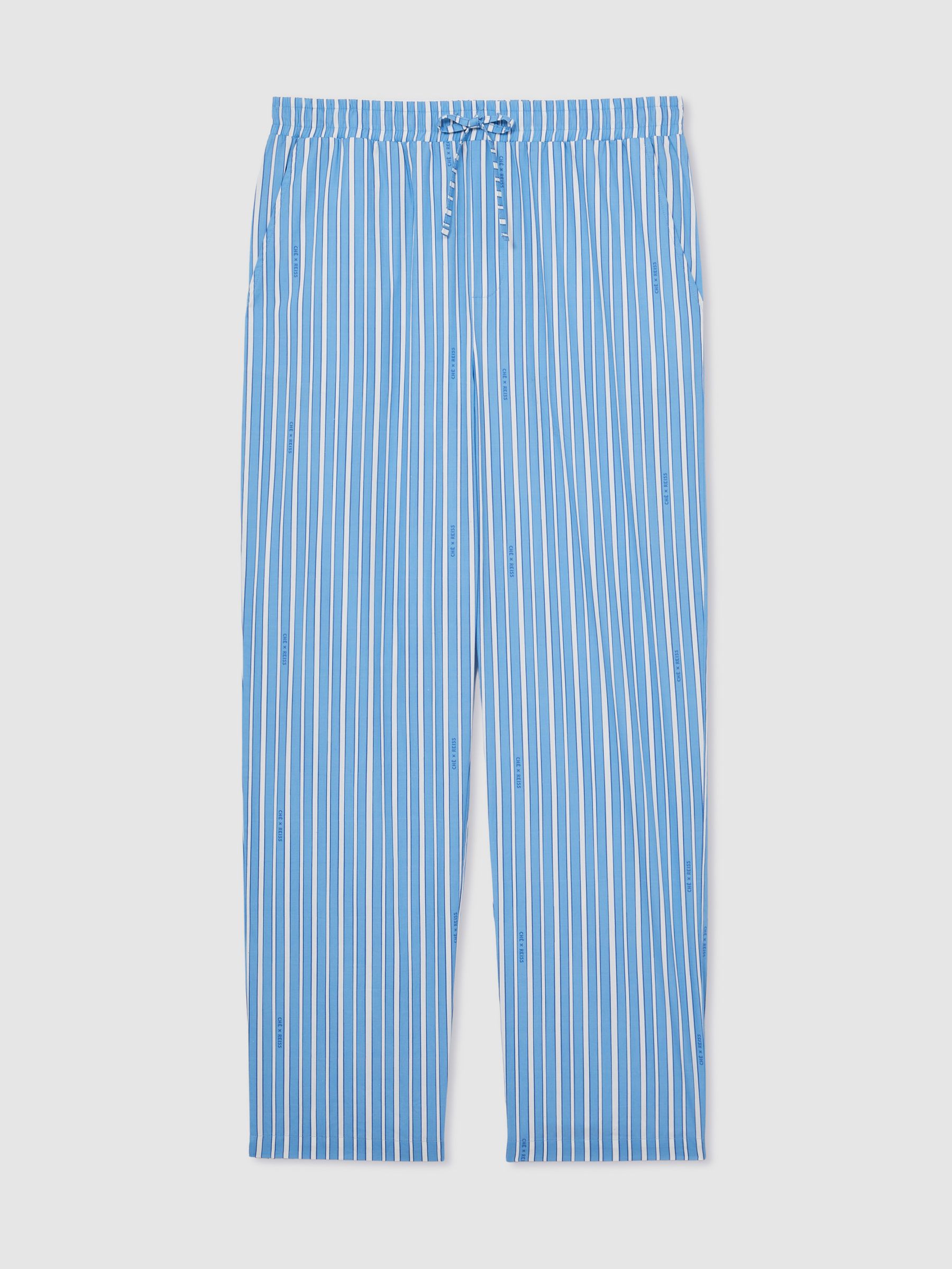 Reiss | Ché Poplin Stripe Trousers in Bright Blue/White - Image 2 of 7