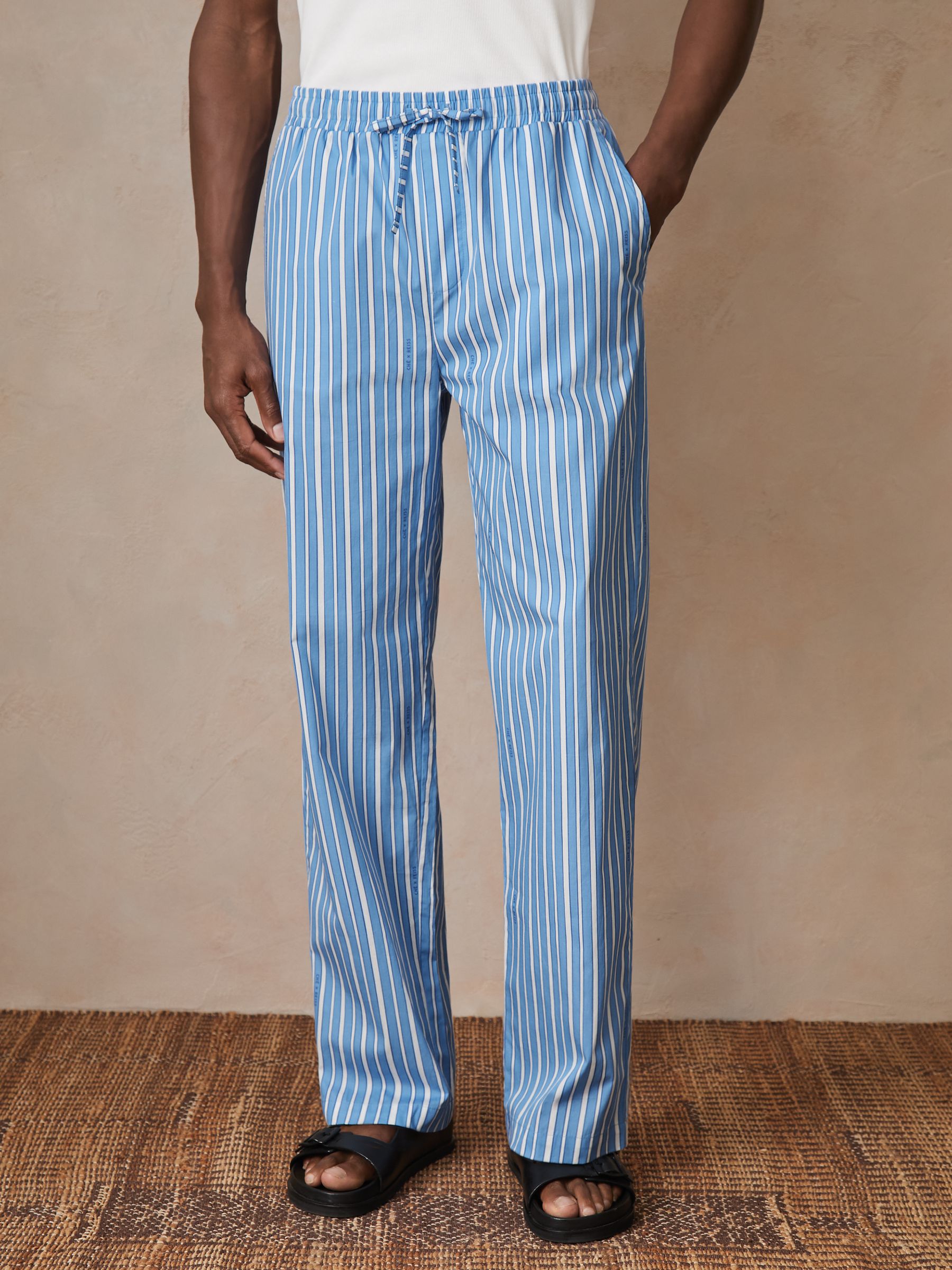 Reiss | Ché Poplin Stripe Trousers in Bright Blue/White - Image 3 of 7