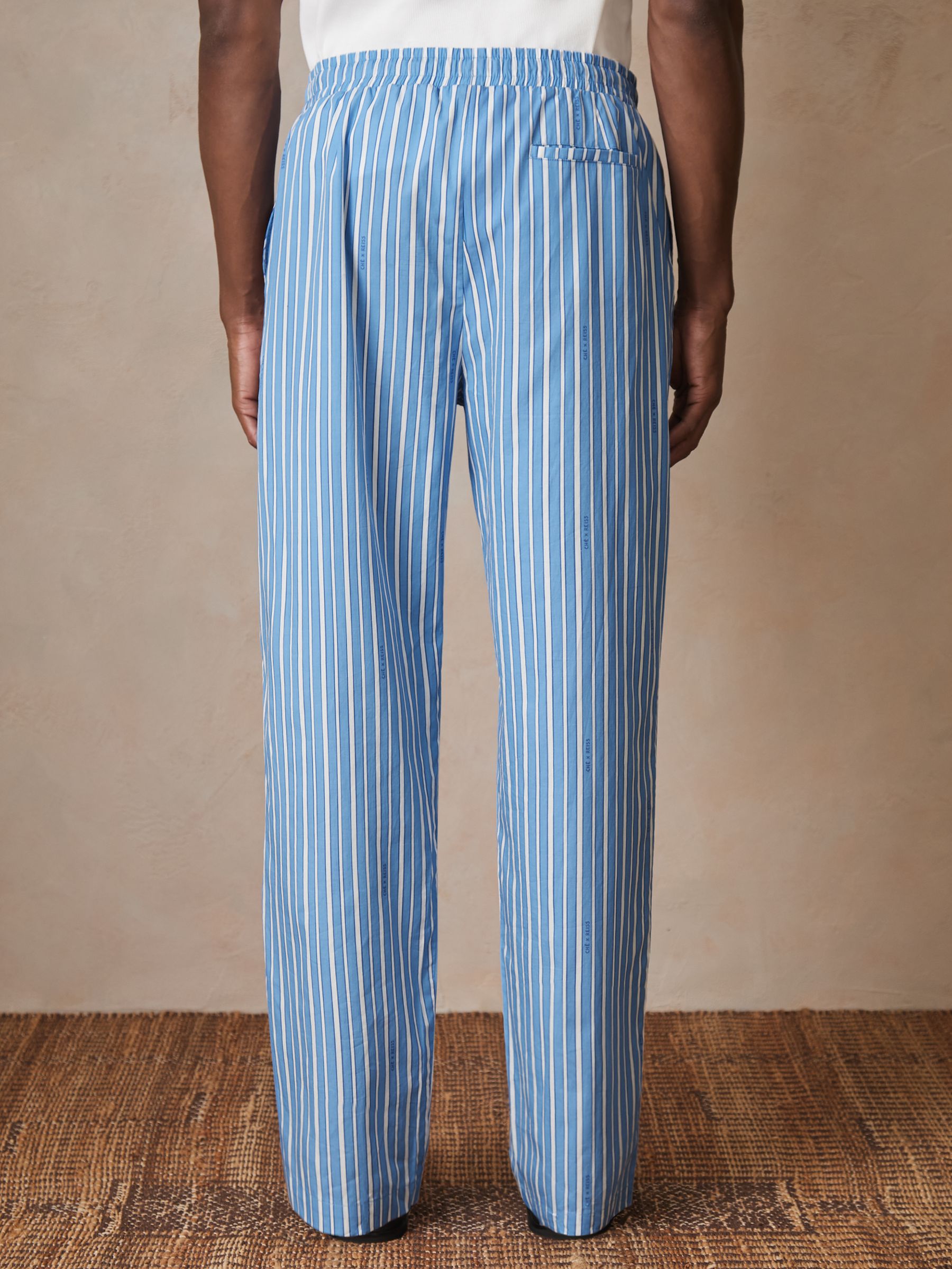 Reiss | Ché Poplin Stripe Trousers in Bright Blue/White - Image 5 of 7