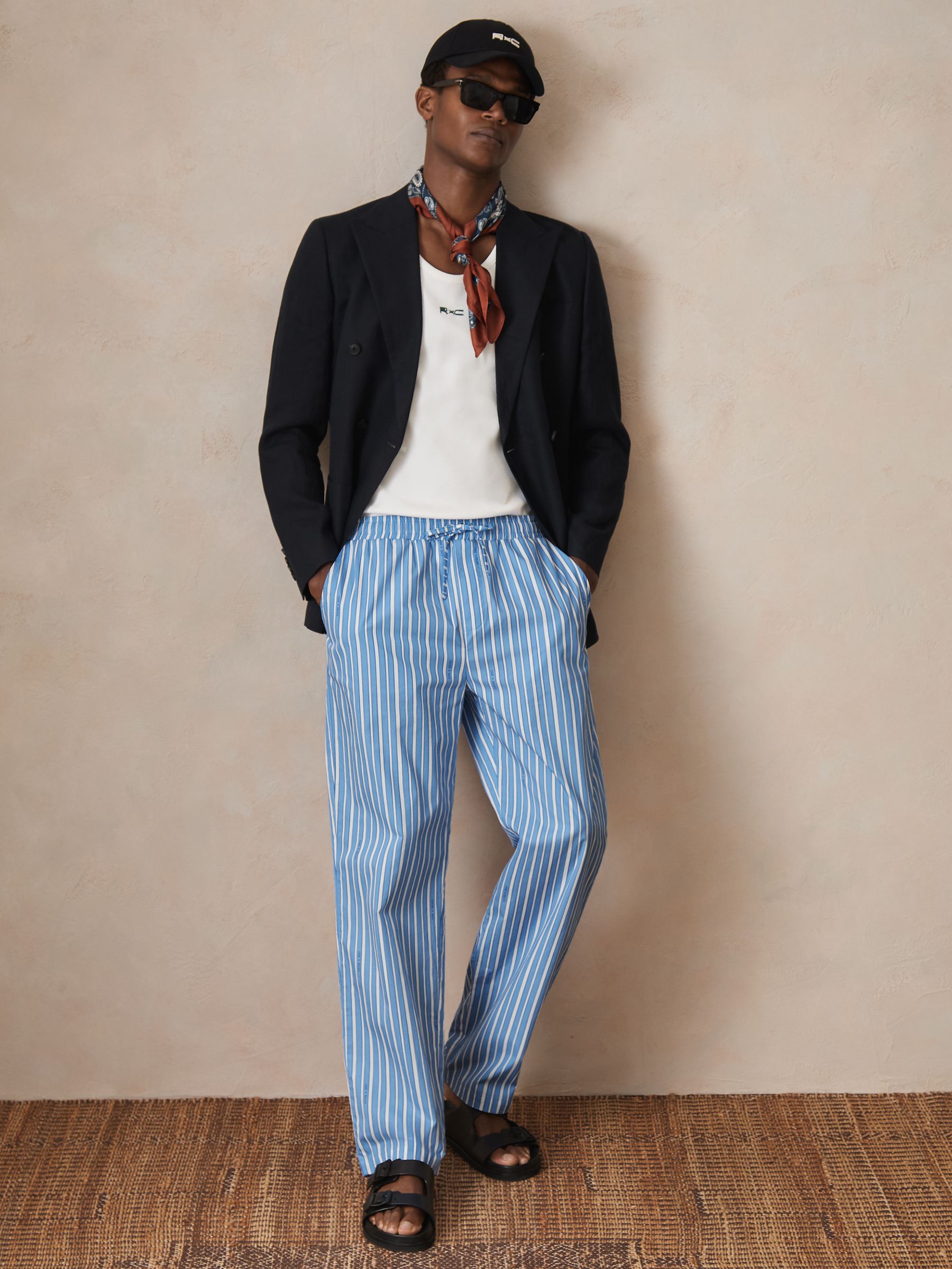 Reiss | Che Poplin Stripe Trousers in Bright Blue/White - image 4