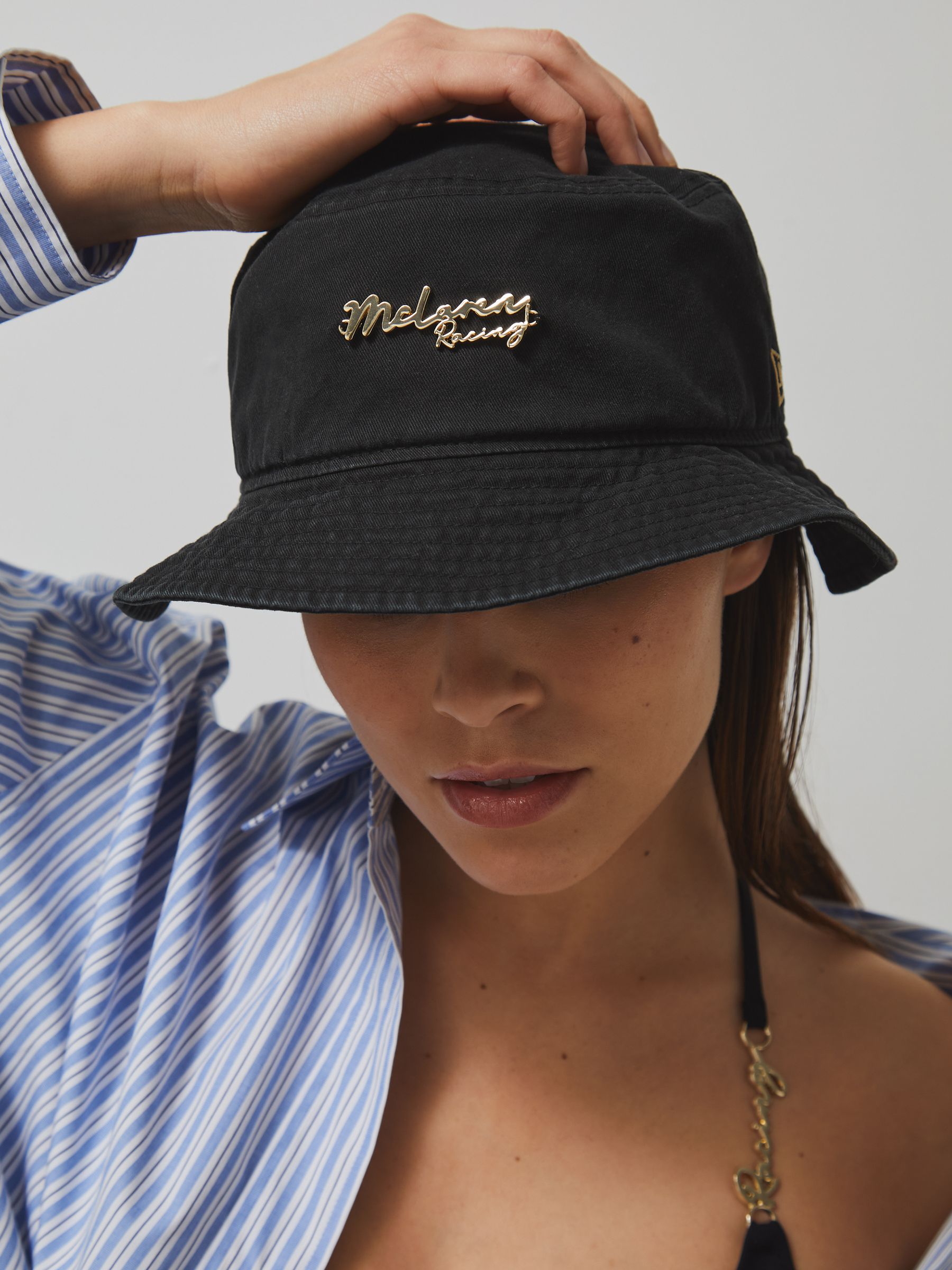 Unisex Fit McLaren Racing Cotton Bucket Hat in Black - Image 3 of 5