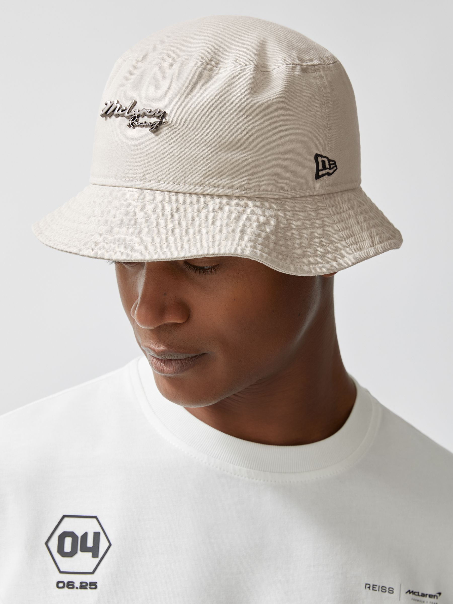Unisex Fit McLaren Racing Cotton Bucket Hat in Stone - Image 3 of 6