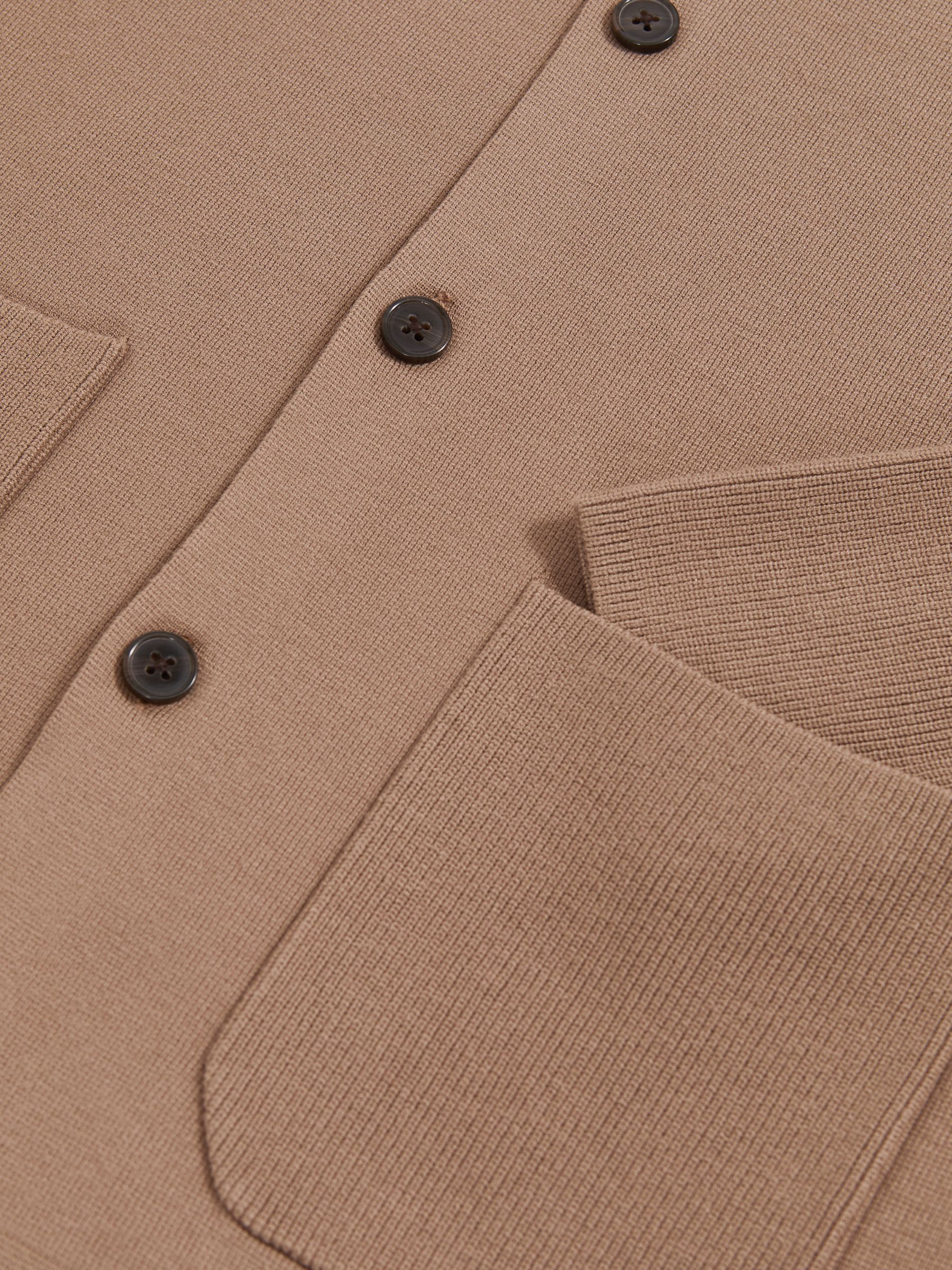 Button-Through Ribbed-Sleeve Shirt in Camel Brown - Image 9 of 9