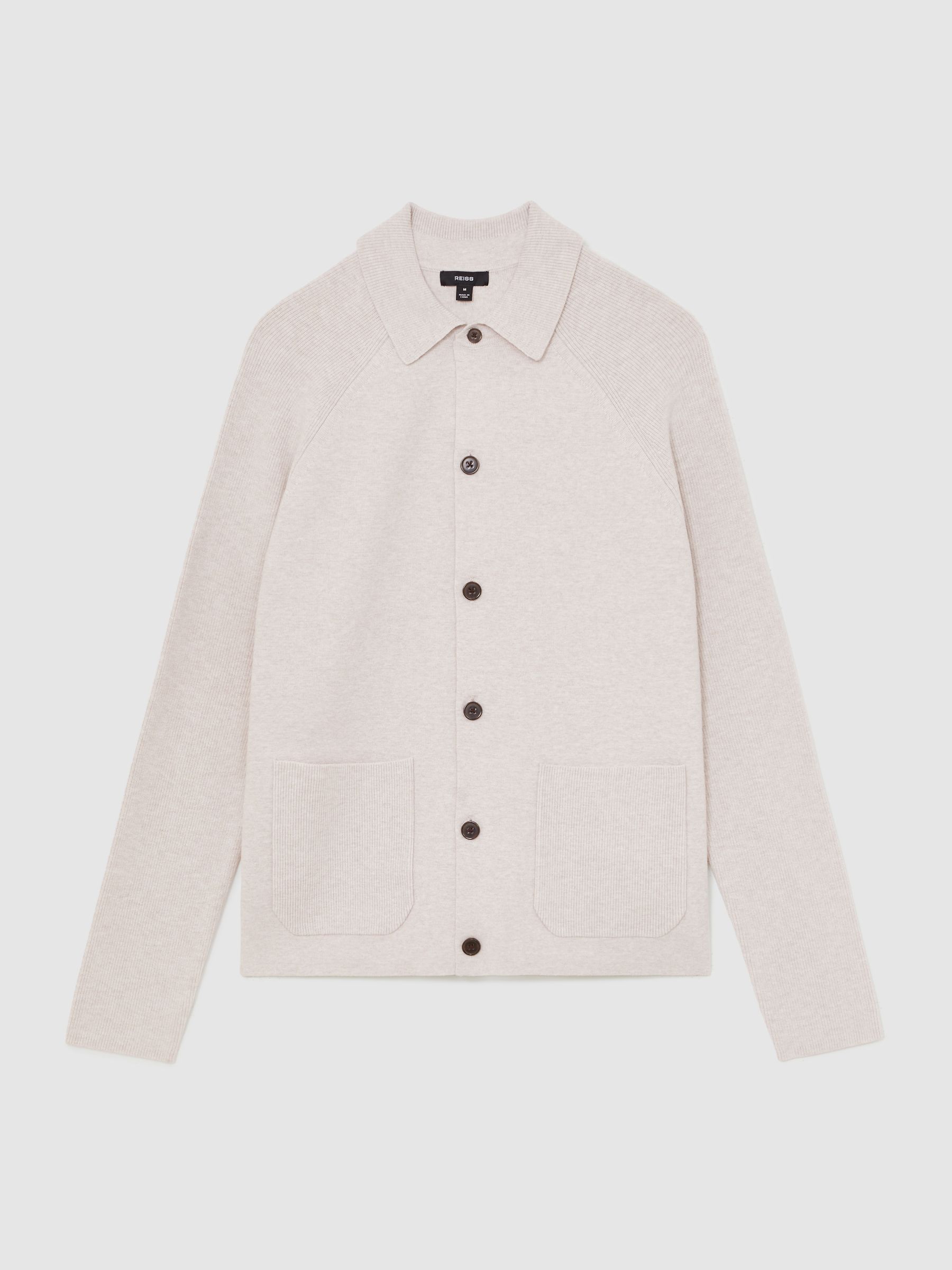 Button-Through Ribbed-Sleeve Shirt in Oatmeal Brown - Image 2 of 7
