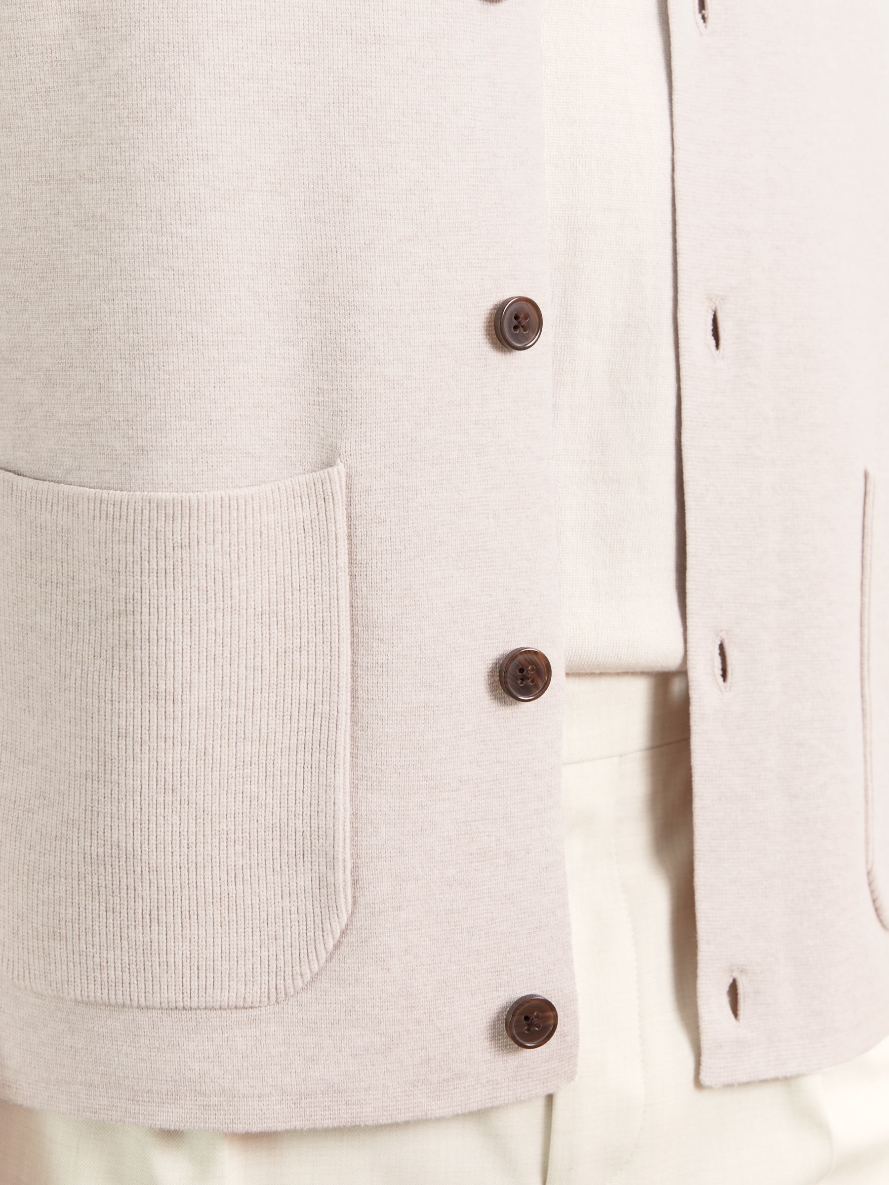 Button-Through Ribbed-Sleeve Shirt in Oatmeal Brown - Image 4 of 7