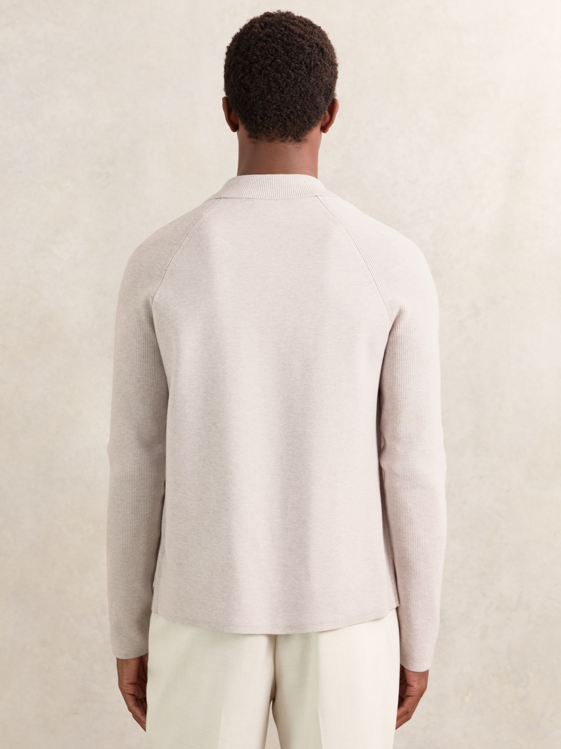 Button-Through Ribbed-Sleeve Shirt in Oatmeal Brown - Image 6 of 7