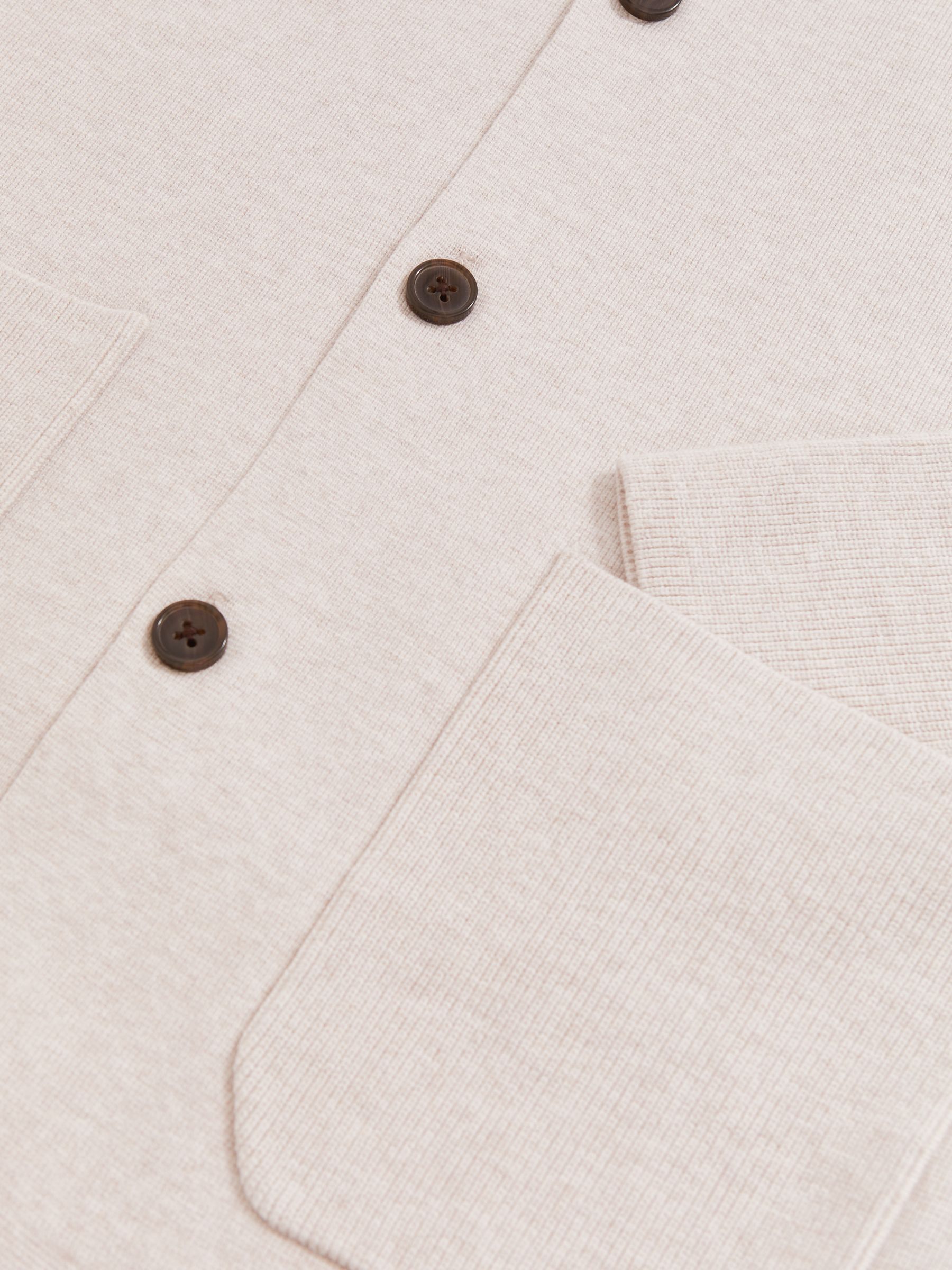 Button-Through Cardigan with Pockets in Oatmeal Brown - image 3