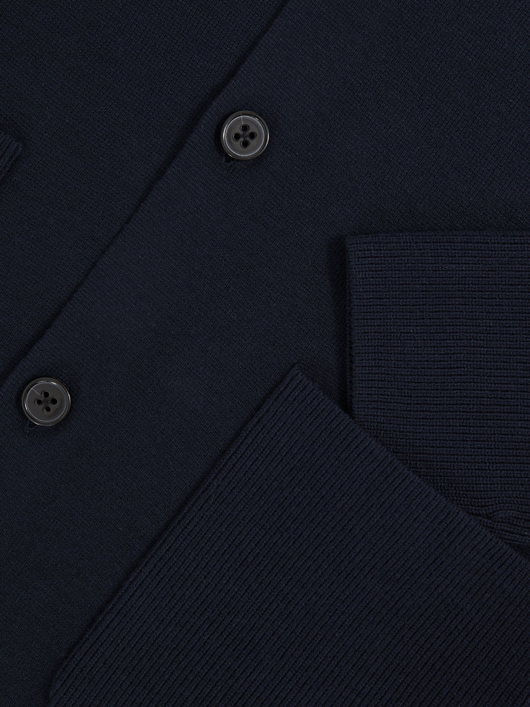 Button-Through Ribbed-Sleeve Shirt in Navy Blue - Image 6 of 6