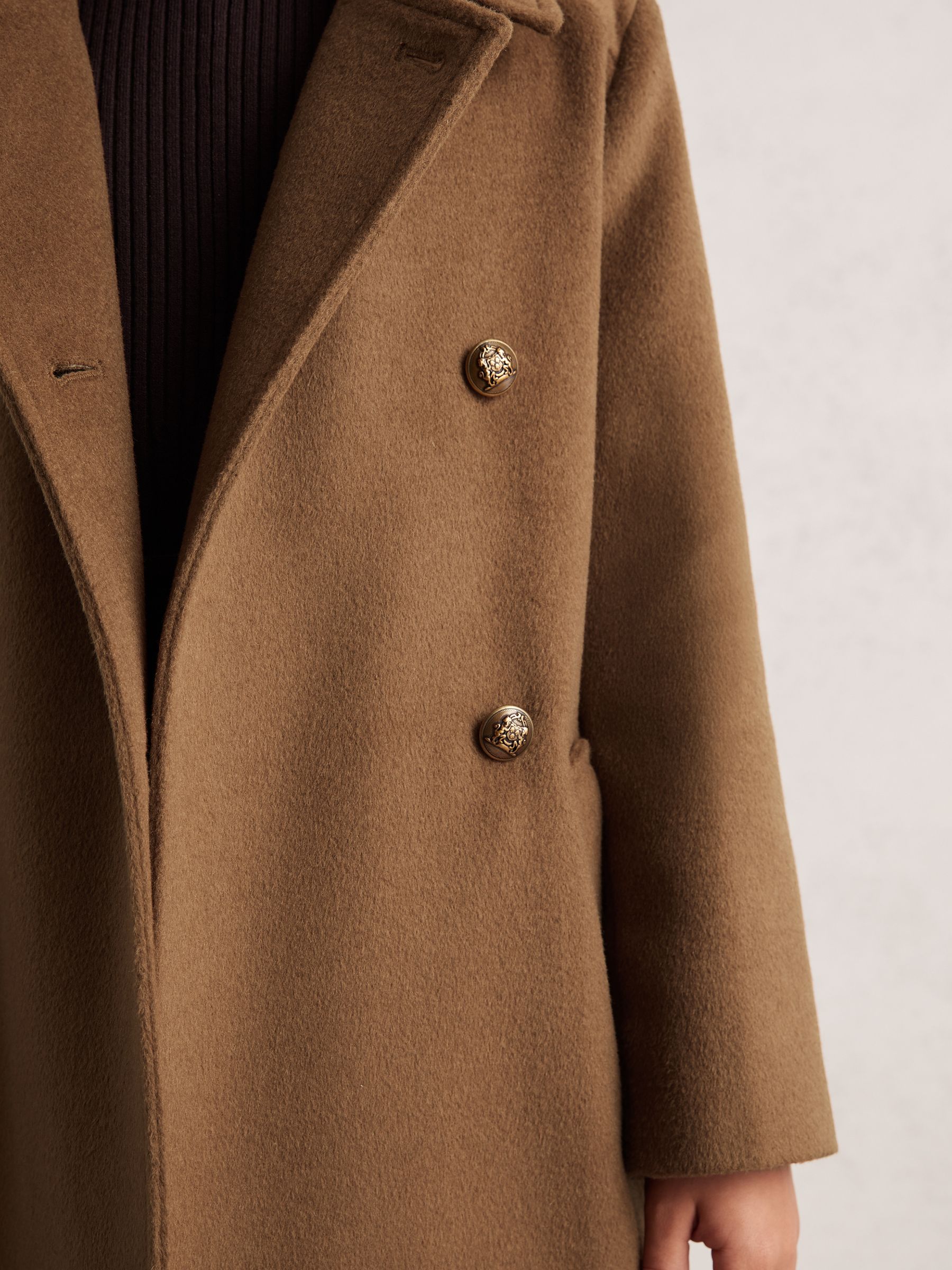 13-14 yrs Wool-Blend Double-Breasted Coat in Camel - Image 4 of 5
