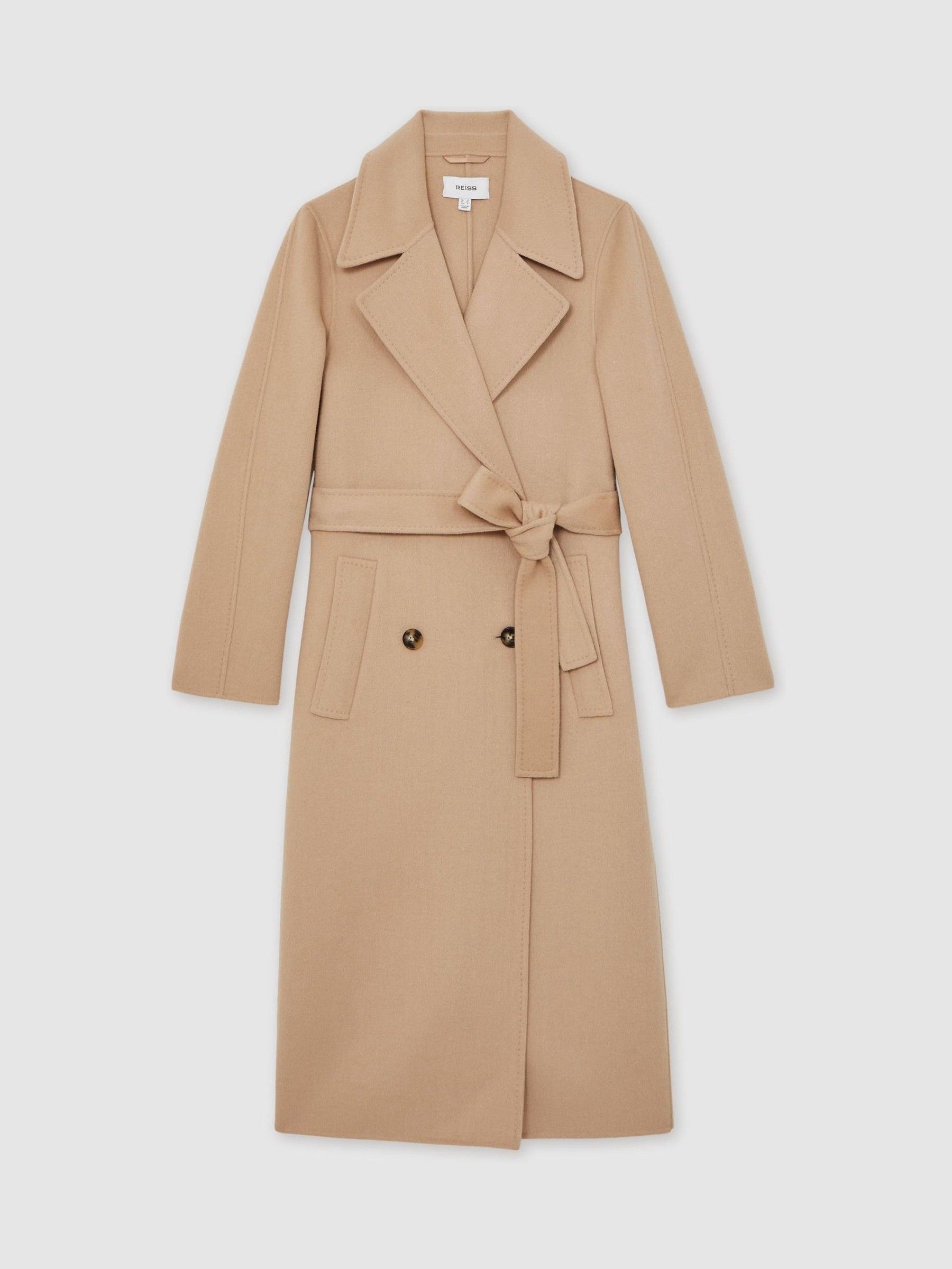 Petite Double-Breasted Blindseam Coat Wool-Blend in Neutral - Image 2 of 6