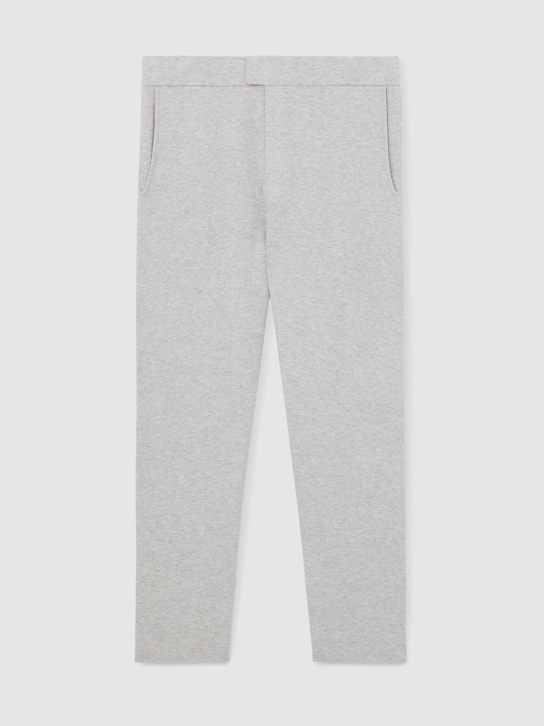 Tapered Fit Knitted Trousers in Soft Grey - Image 2 of 5