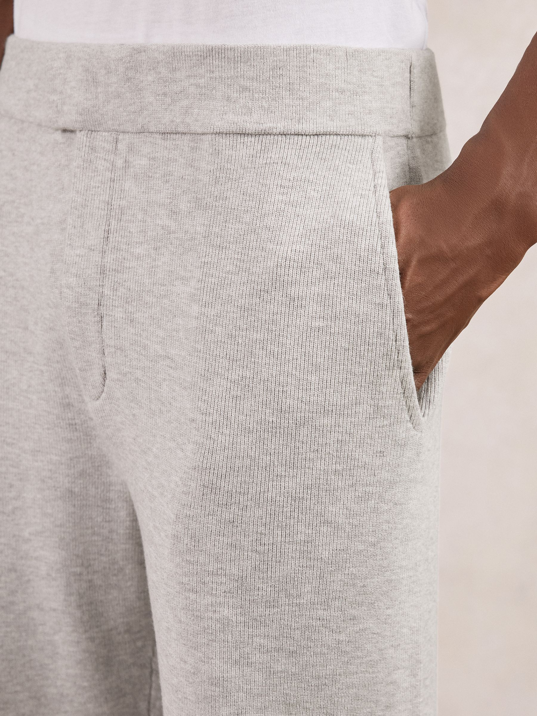 Tapered Fit Knitted Trousers in Soft Grey - image 4