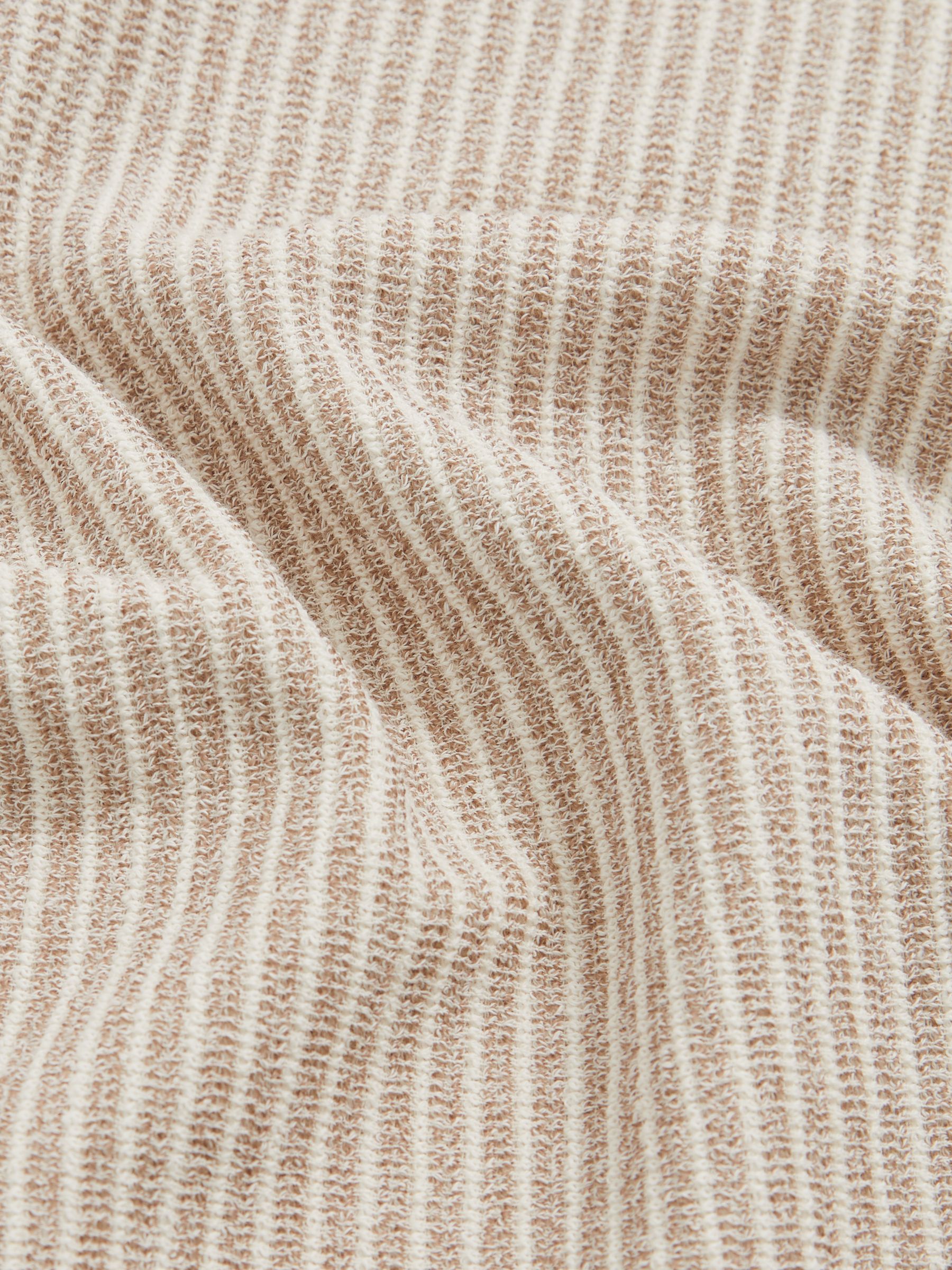 Cotton-Blend Stripe Polo Shirt in Ecru/Taupe Brown - Image 6 of 6