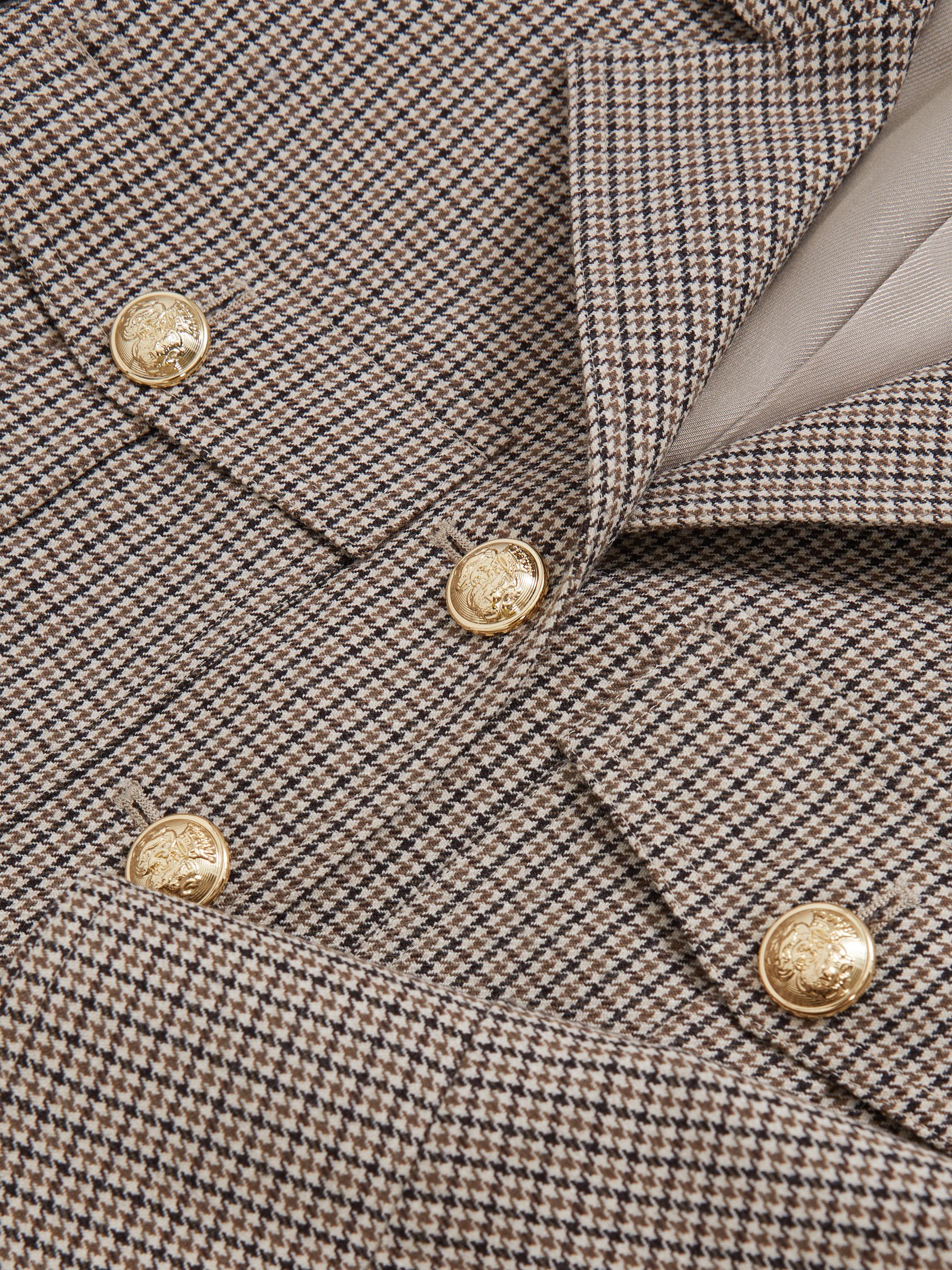Wool Twin-Pocket Cropped Jacket in Neutral Check - image 3