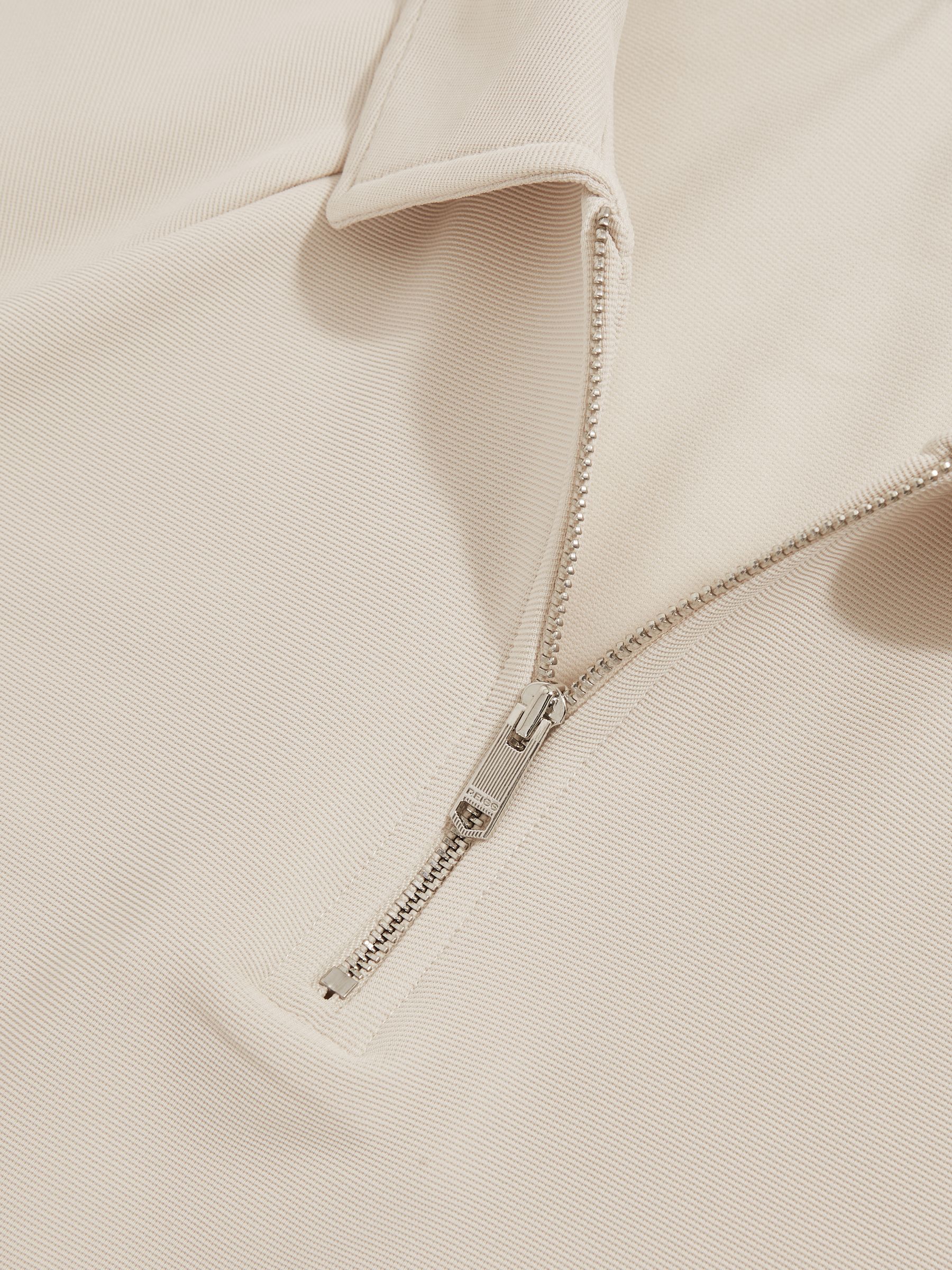 Textured Raglan Half-Zip Polo Shirt in Stone - image 4