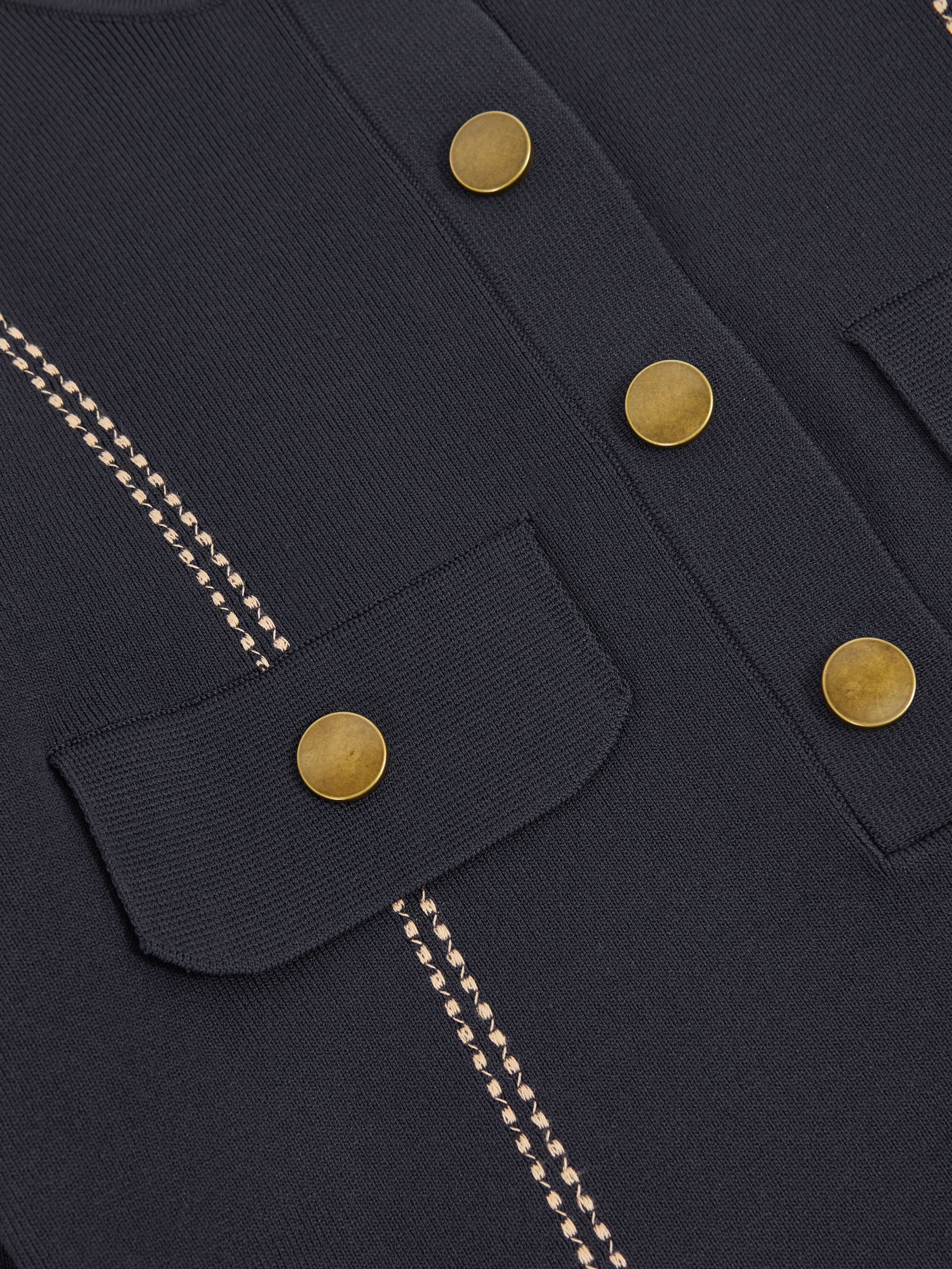 Contrast-Stitch Knit Top in Navy - Image 6 of 6