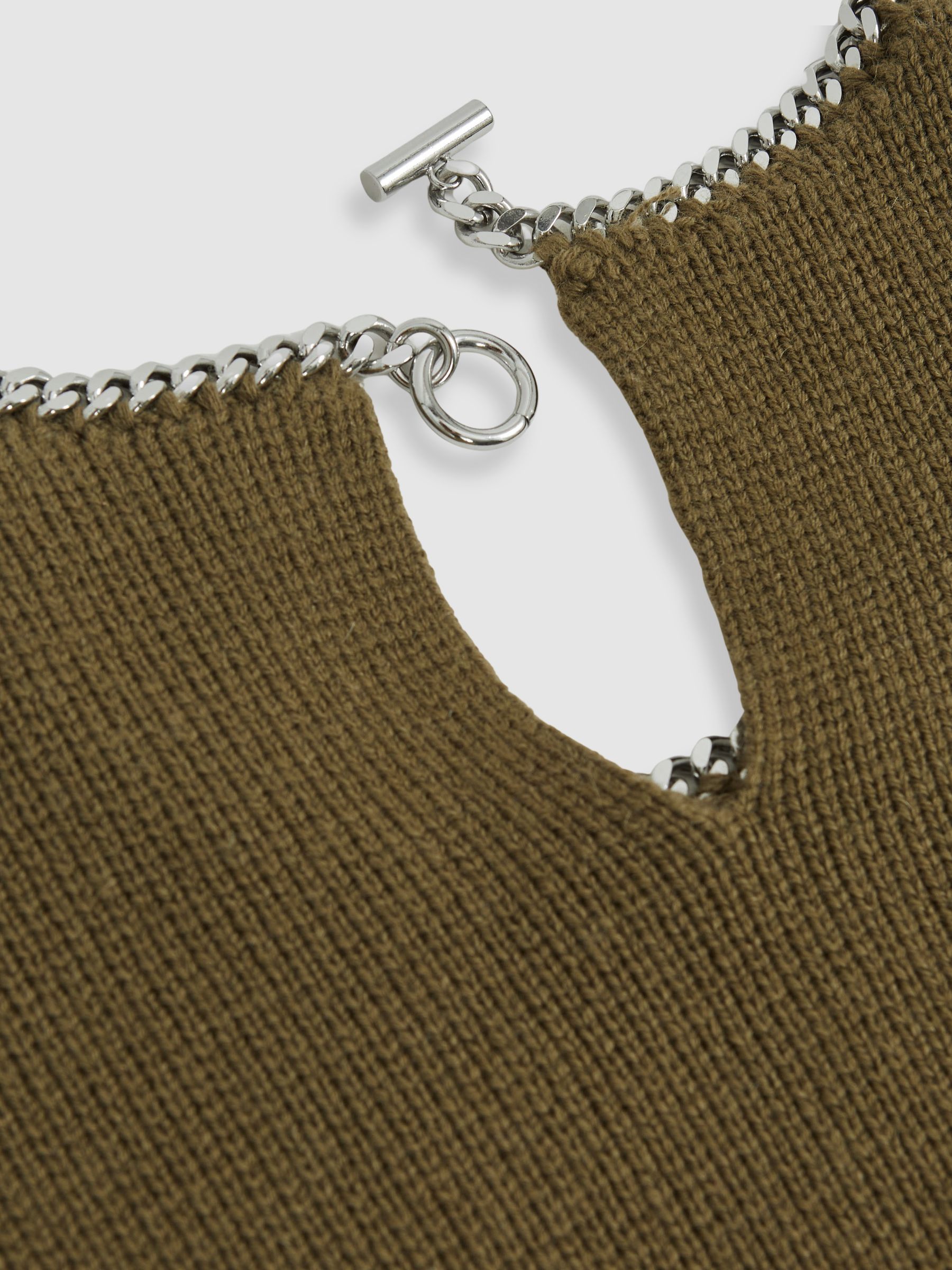 Wool-Blend Necklace-Trim Jumper with Cashmere in Sage Green - image 3