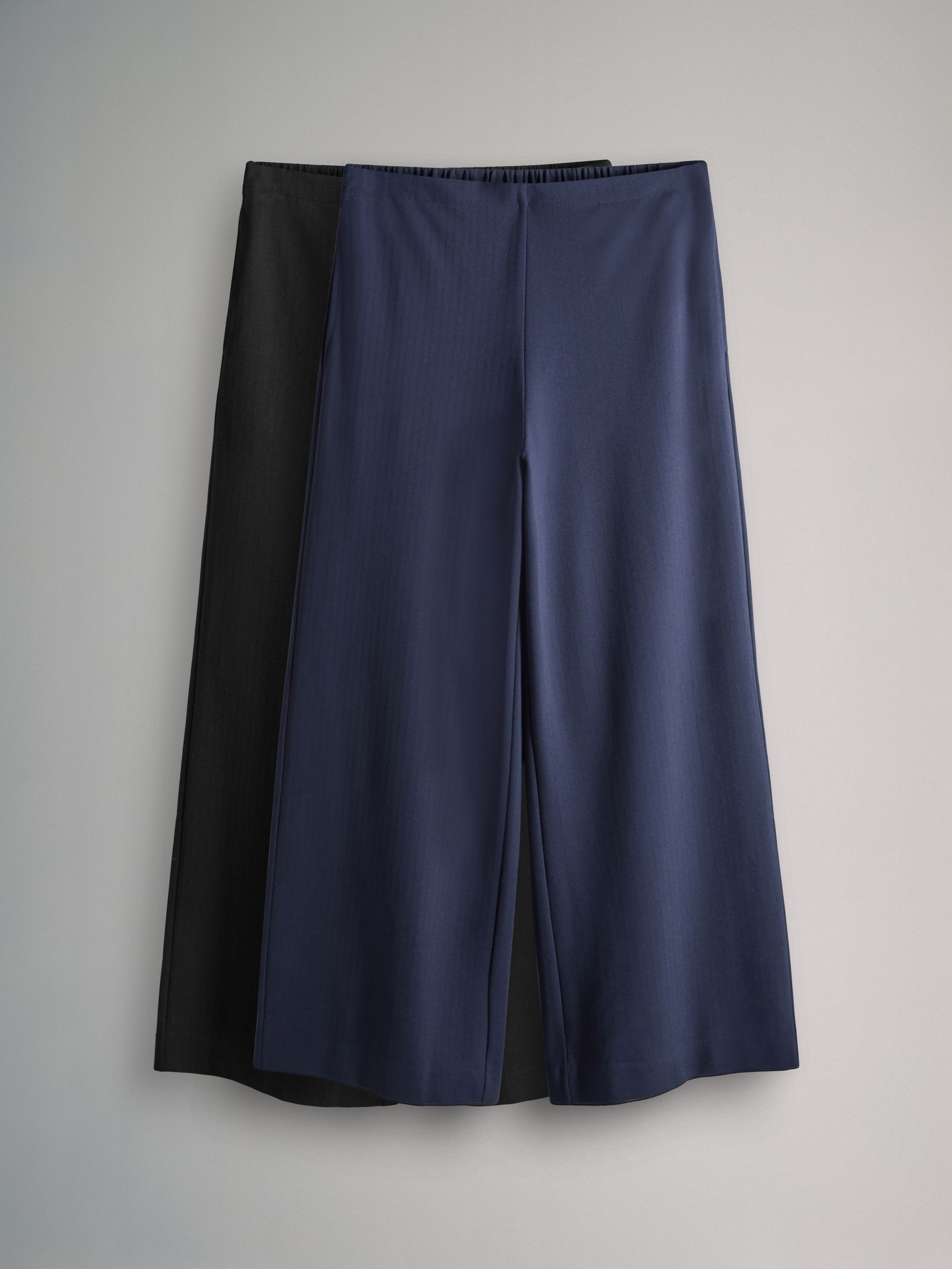 Black/Navy 2 Pack Ponte Pinstripe Wide Leg Trousers - Image 1 of 5