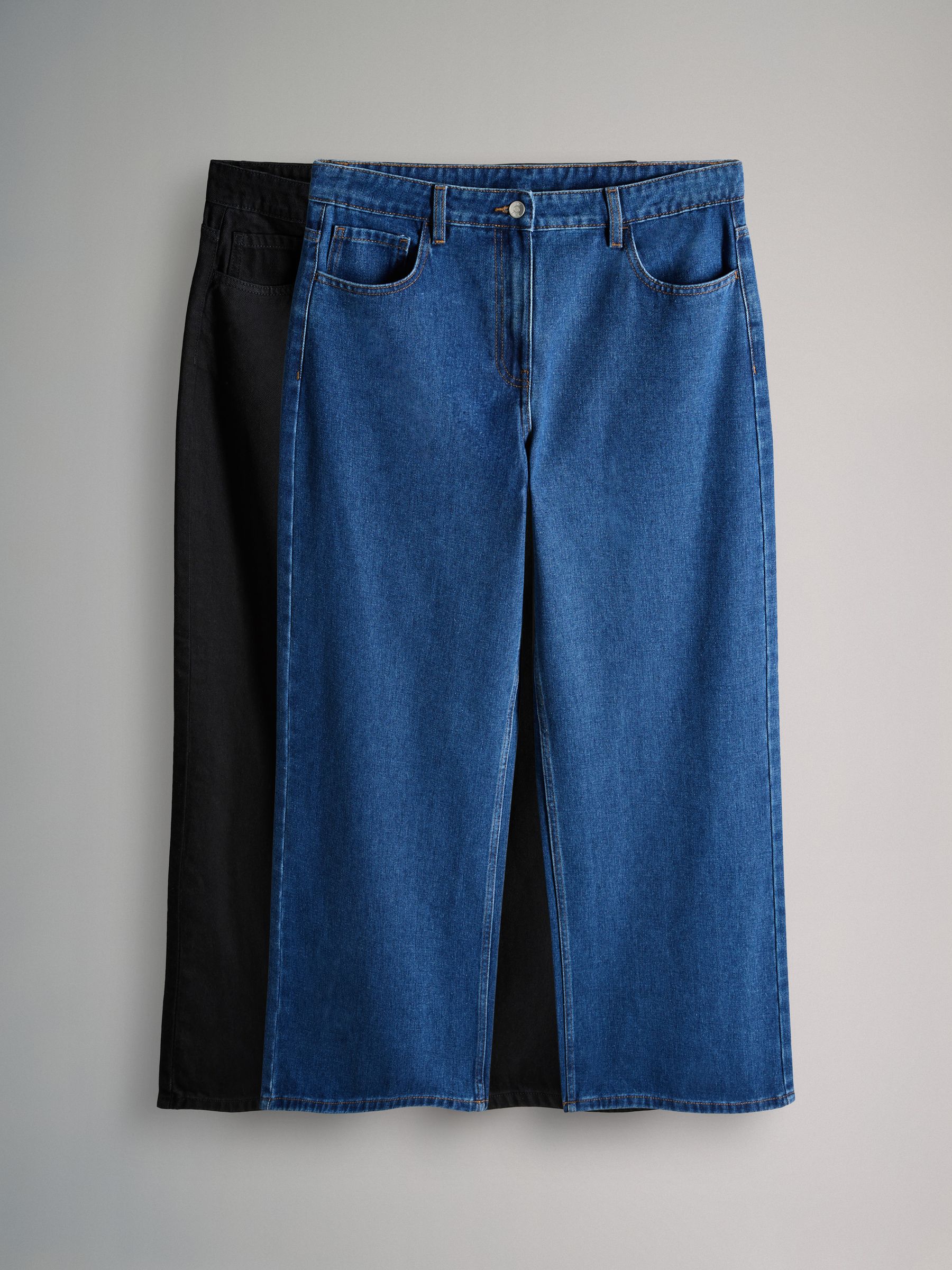 2 Pack Low Rise Wide Leg Denim Jeans - Image 2 of 10 2 Pack Low Rise Wide Leg Denim Jeans - Image 2 of 10