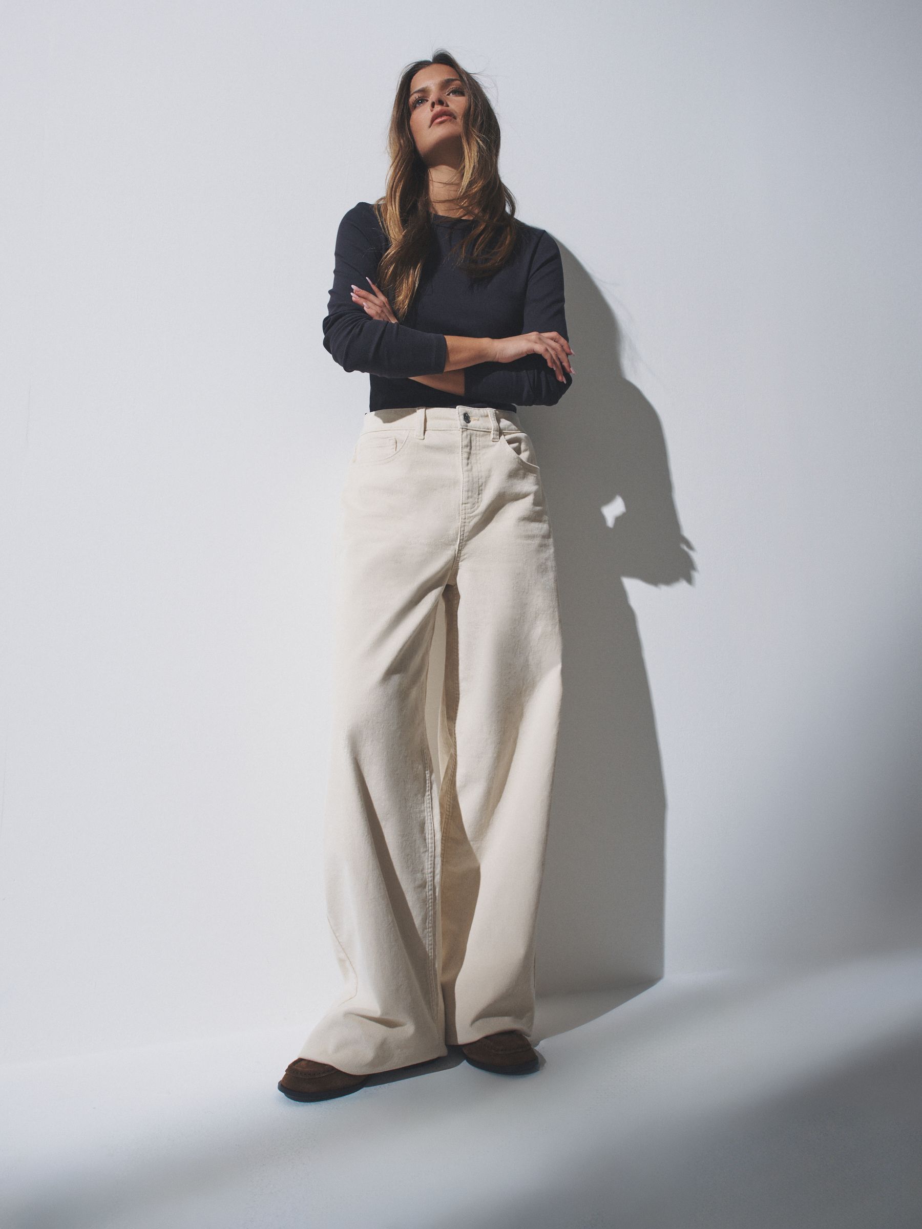 Cream/Black 2 Pack Cord Wide Leg Jeans - Image 1 of 10