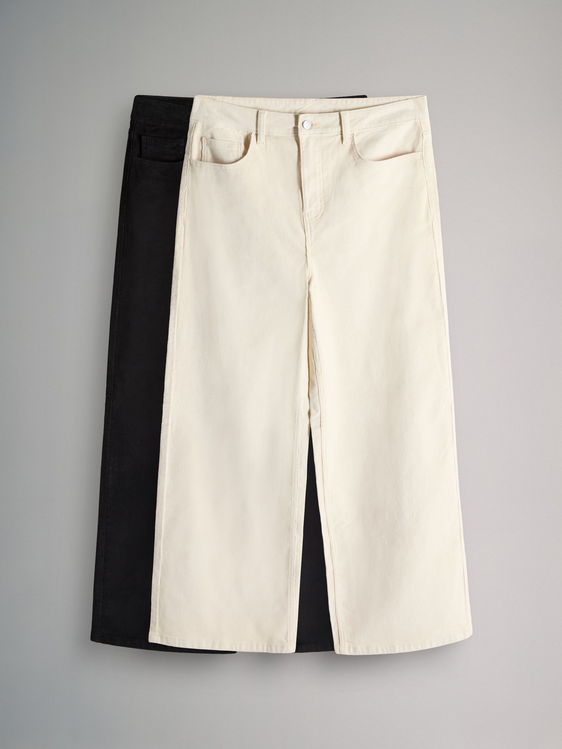 Cream/Black 2 Pack Cord Wide Leg Jeans - Image 2 of 10