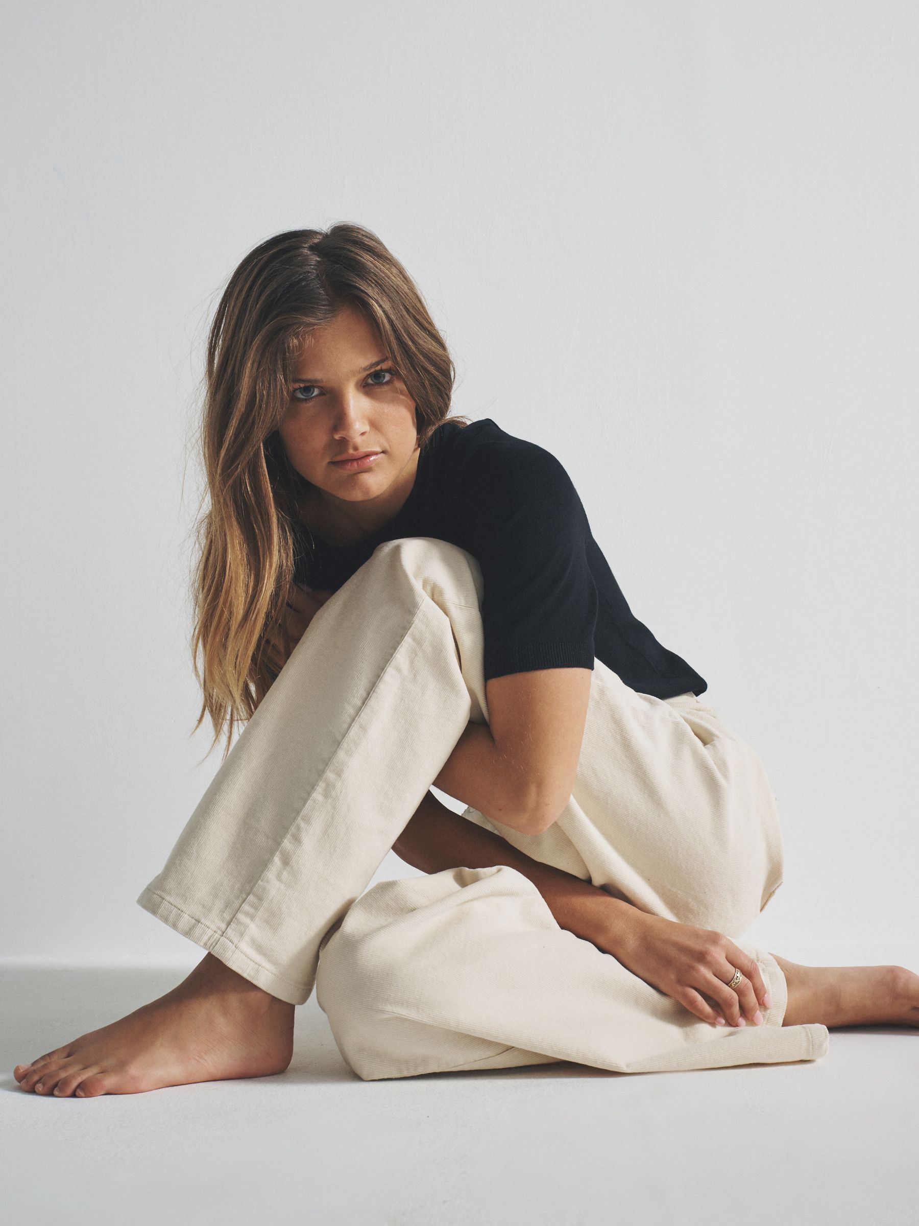 Cream/Black 2 Pack Cord Wide Leg Jeans - Image 4 of 10