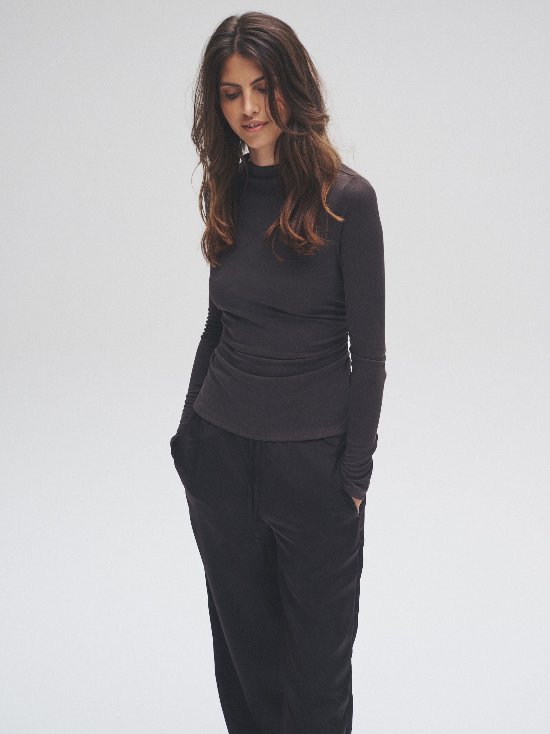 Black/Brown/Taupe - Drape Longsleeve Top 3 Pack - Image 4 of 10