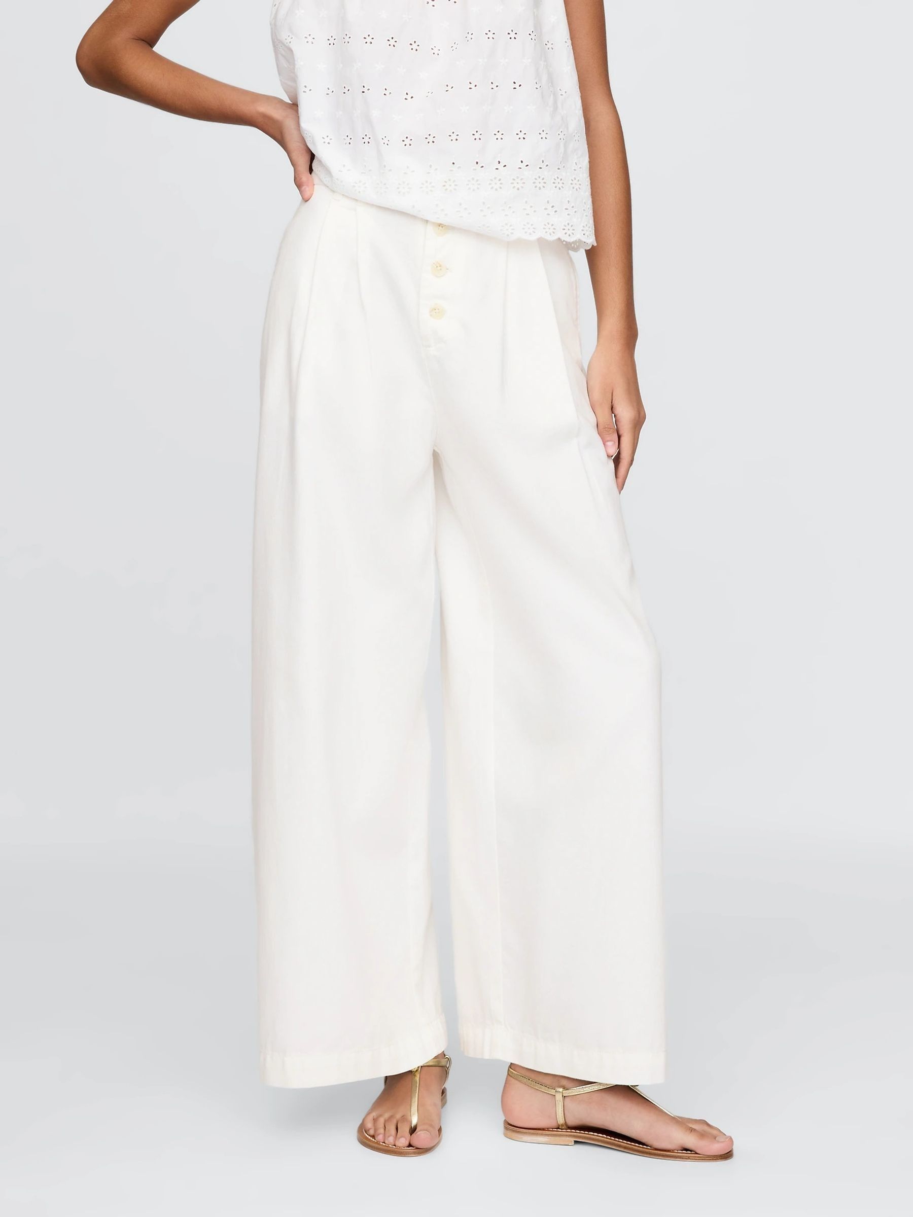 White DÔEN High Rise Pleated Trousers - Image 4 of 8