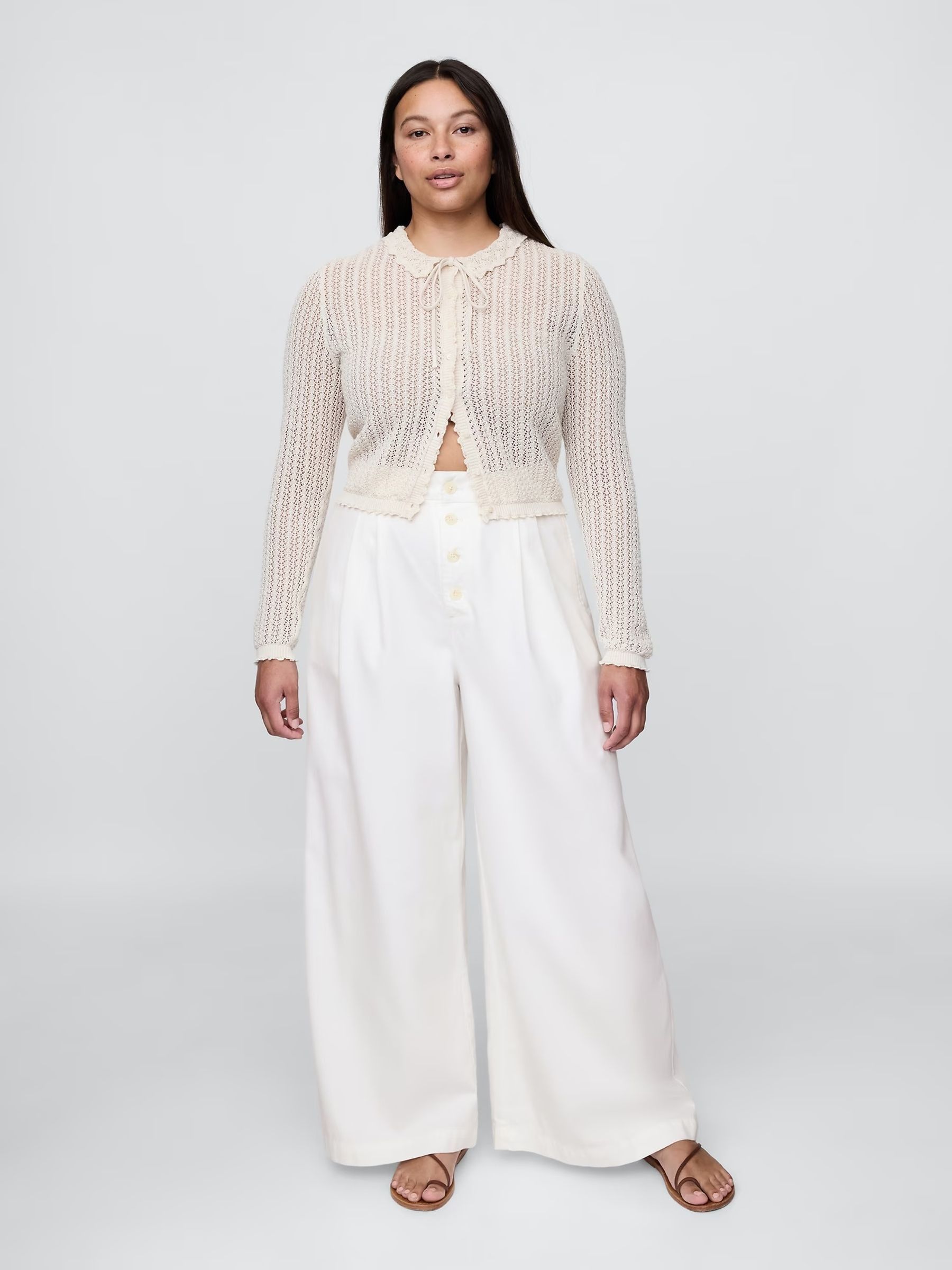 White DÔEN High Rise Pleated Trousers - Image 5 of 8