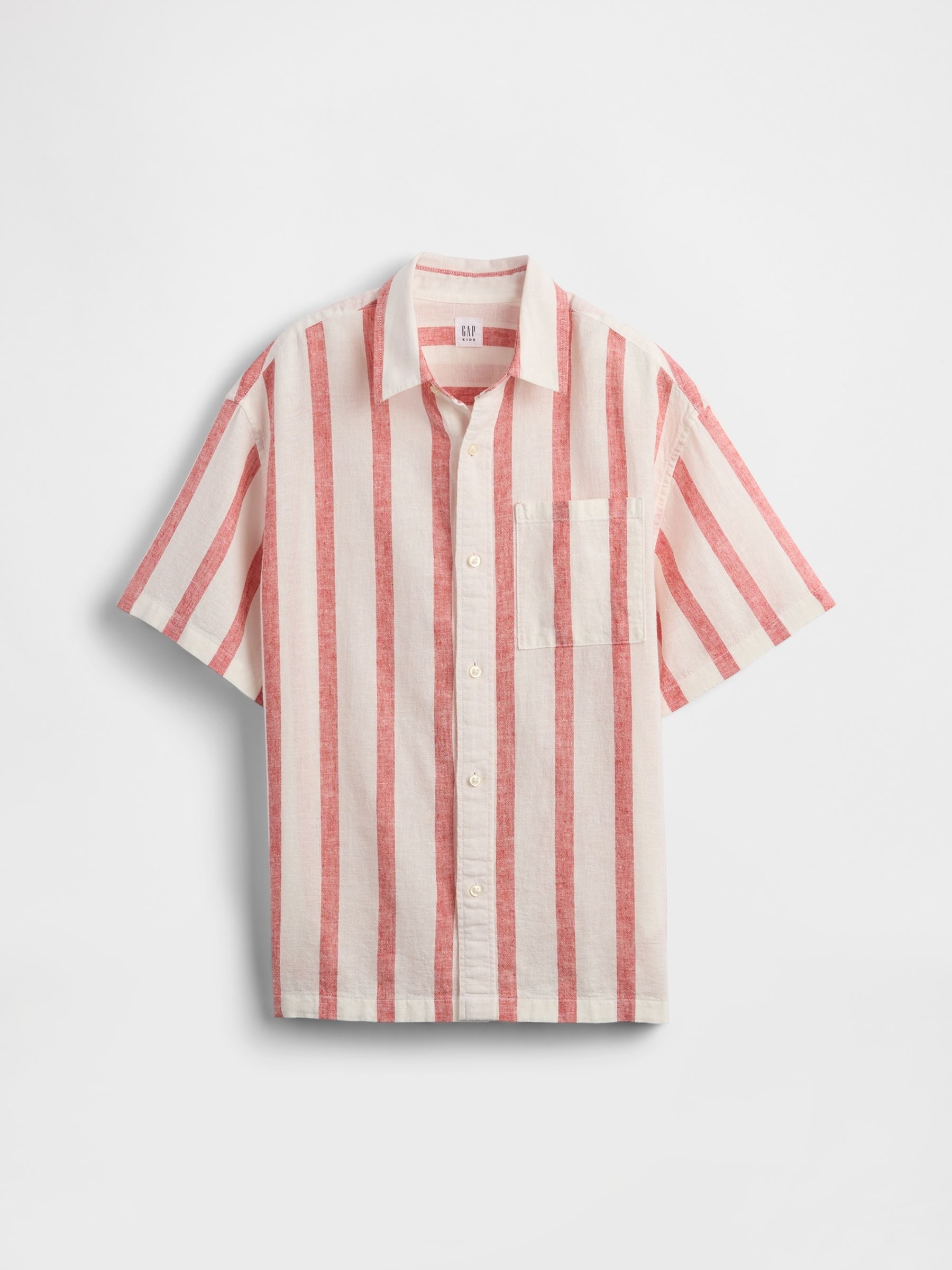 White Stripe Linen-Cotton Relaxed Shirt (4-13yrs) - Image 4 of 5