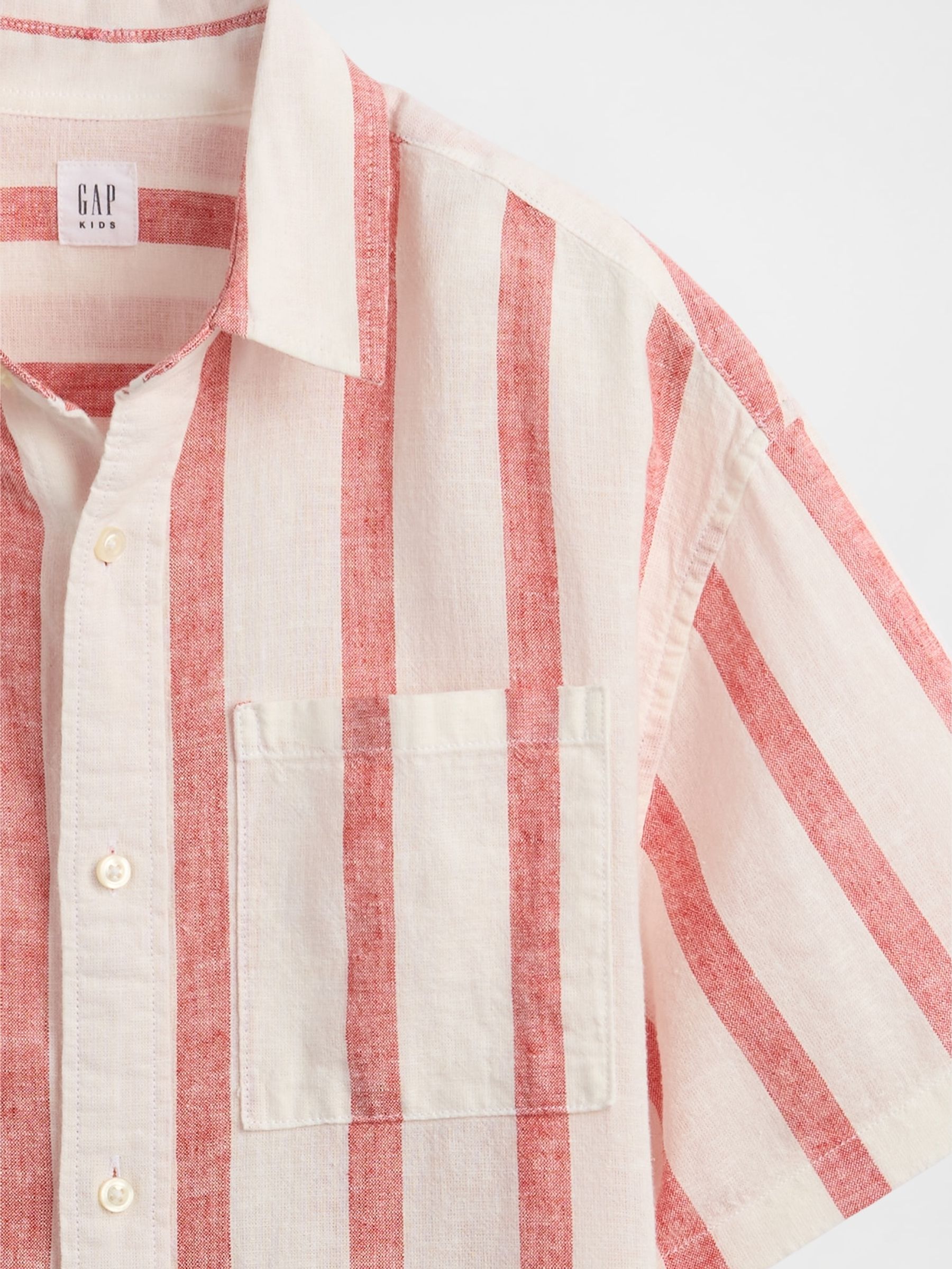 White Stripe Linen-Cotton Relaxed Shirt (4-13yrs) - Image 5 of 5