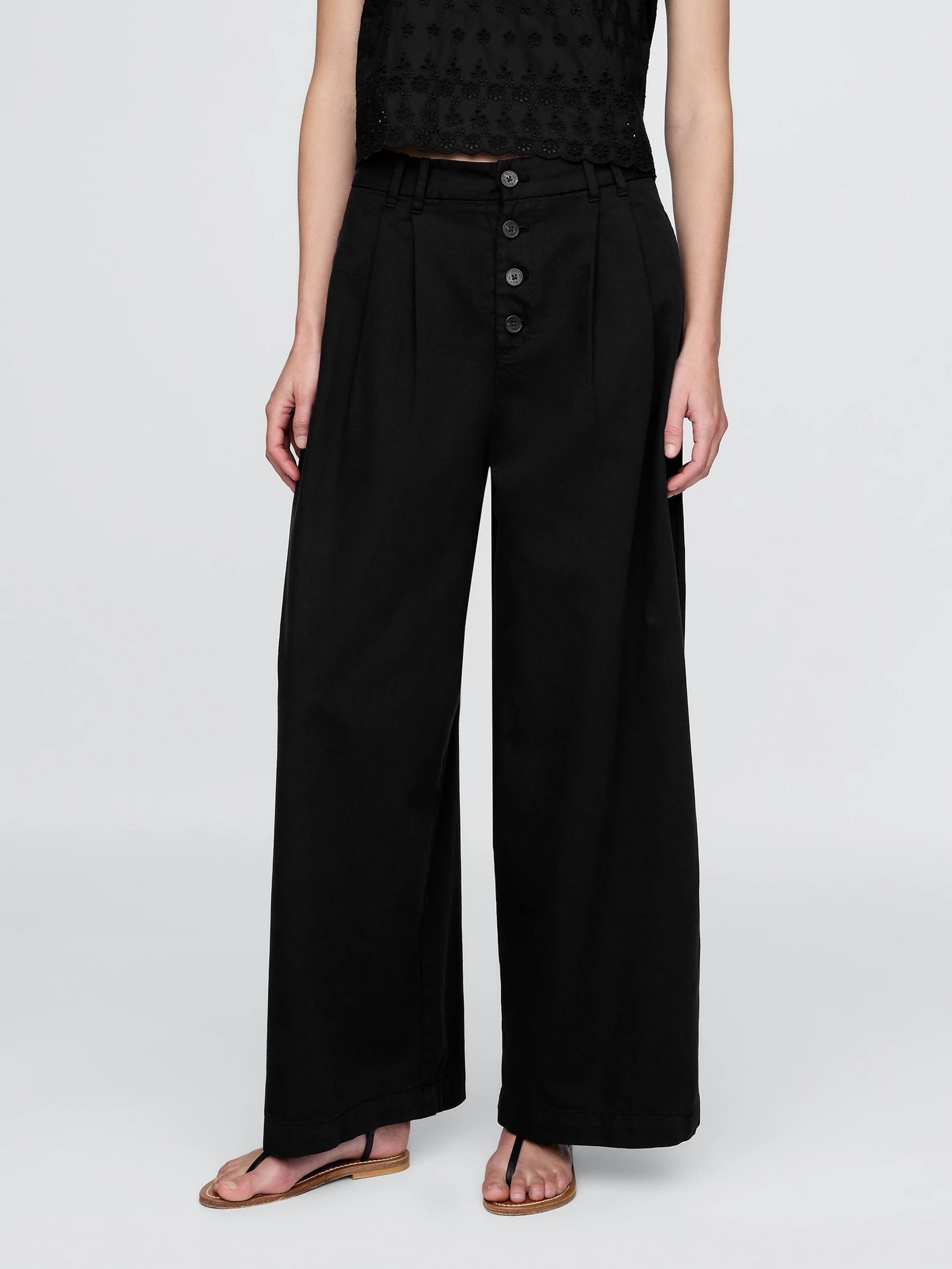 Black DÔEN High Rise Pleated Trousers - Image 4 of 8