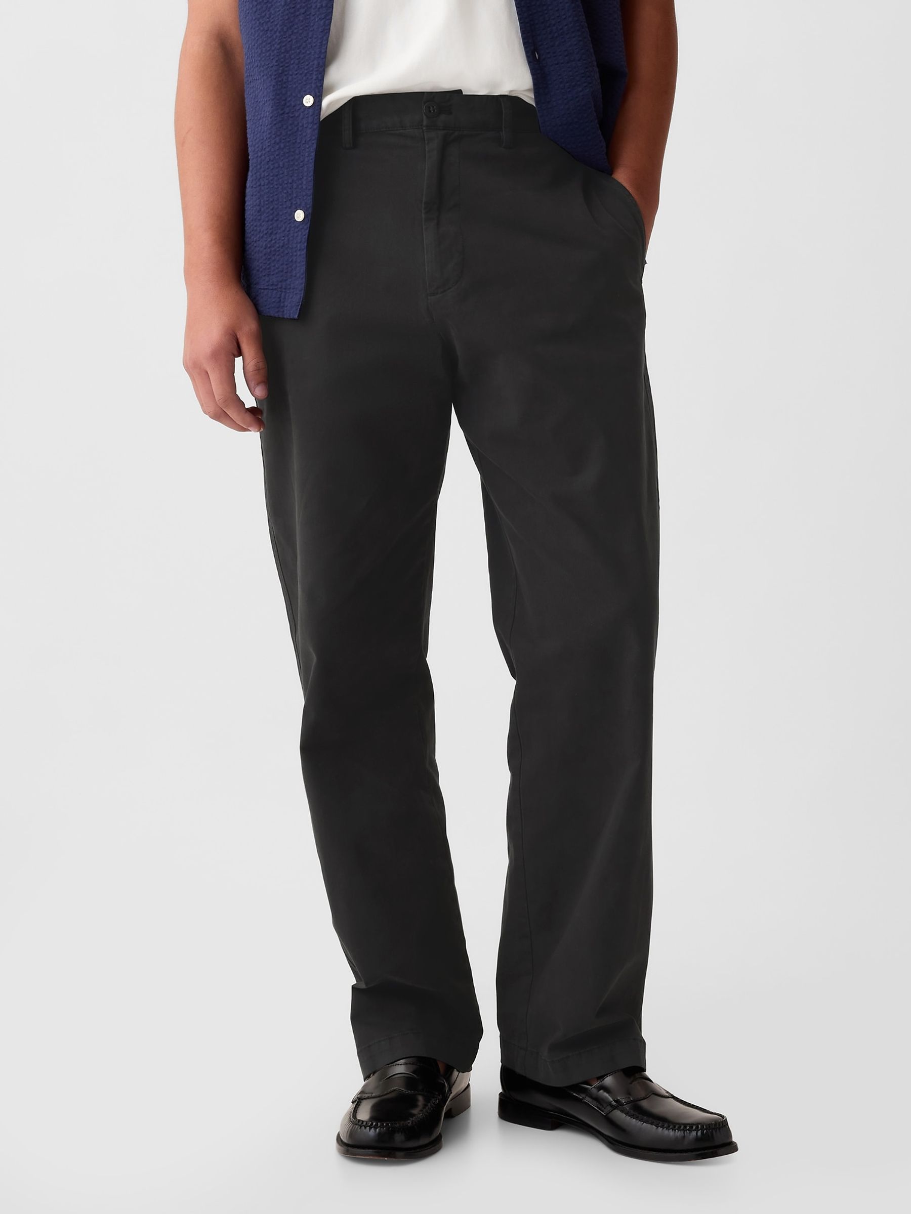 Black 90's Loose Fit Stretch Chino Trousers - Image 3 of 5