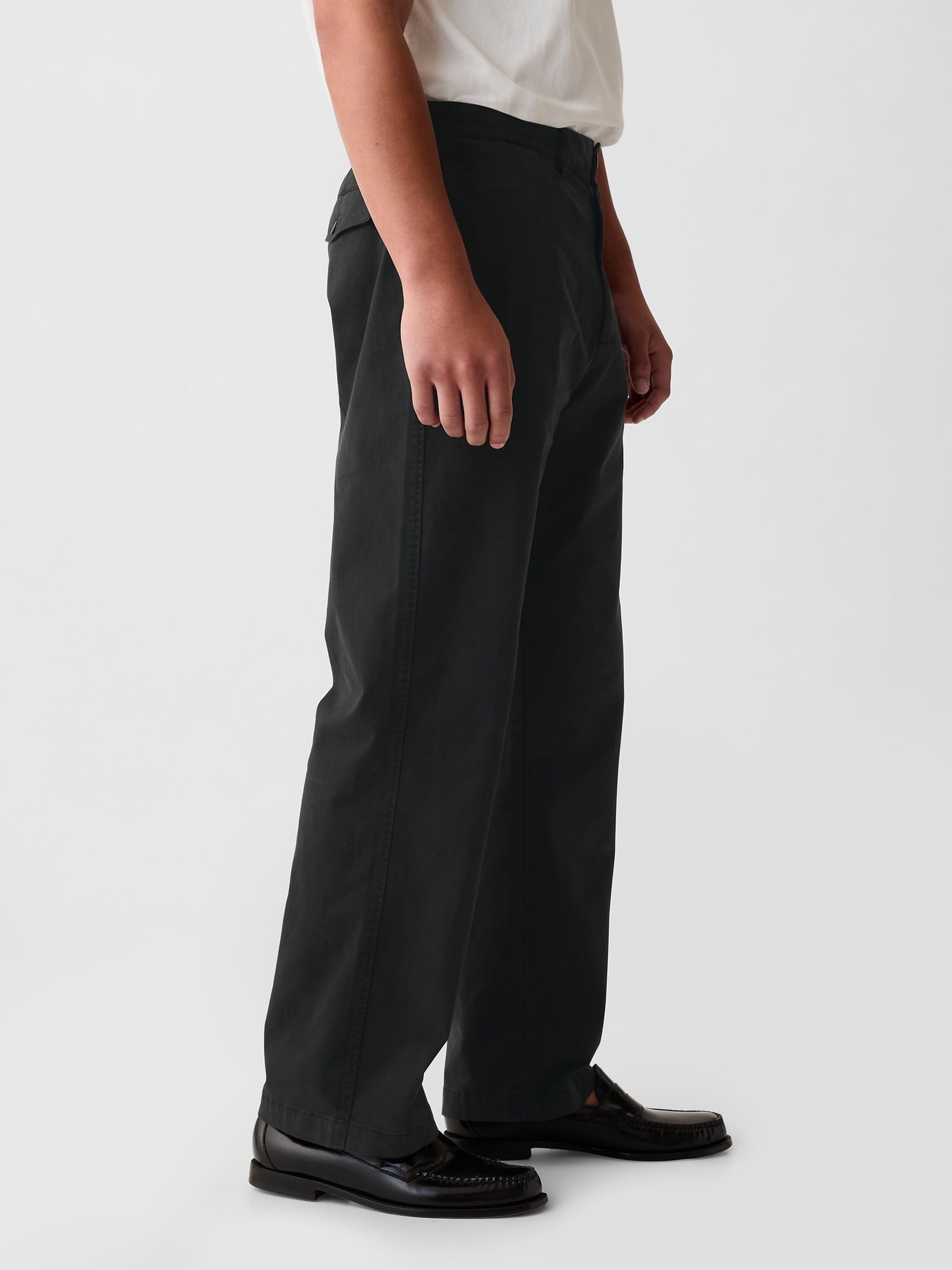Black 90's Loose Fit Stretch Chino Trousers - Image 4 of 5