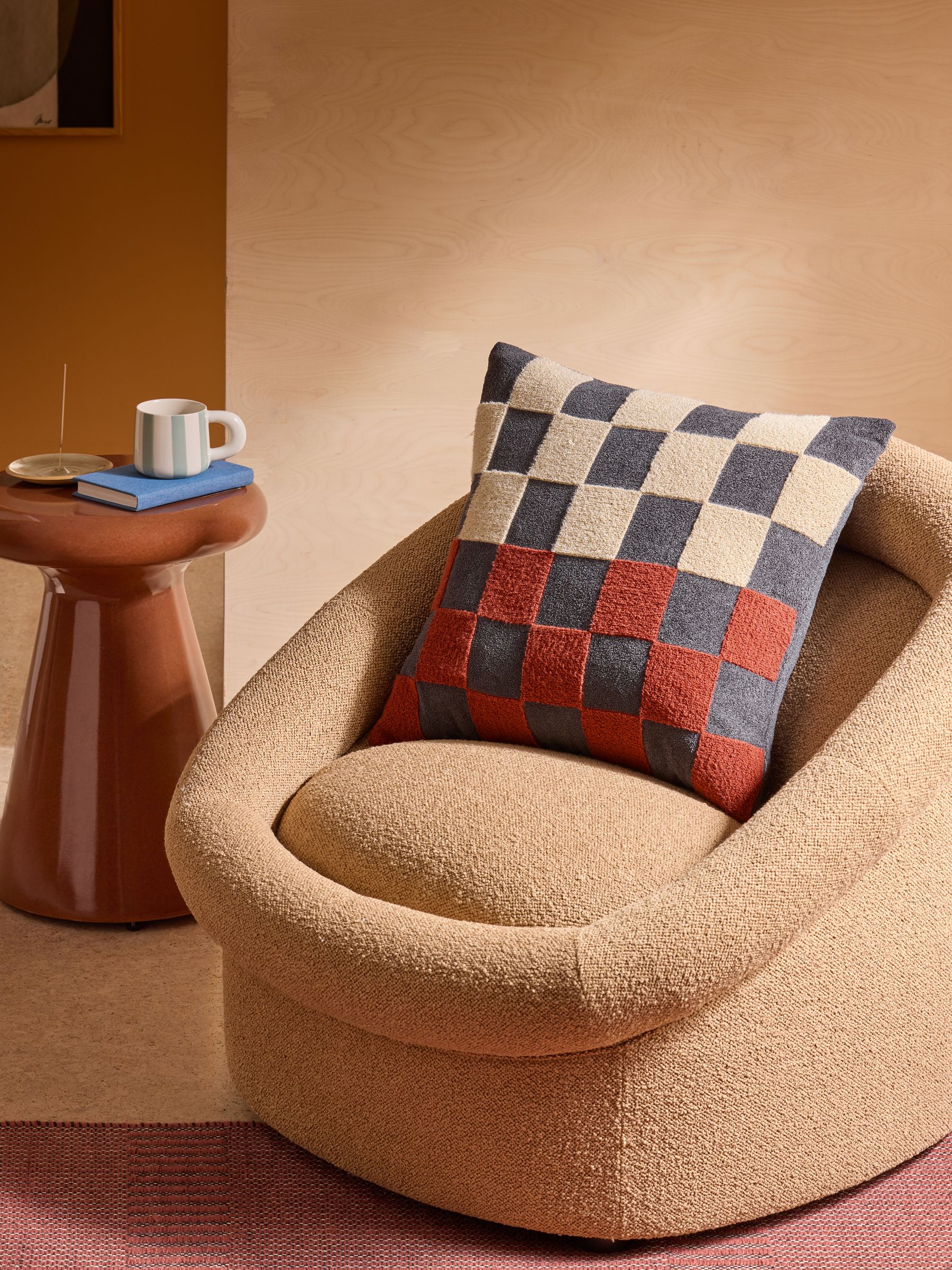 Rust Tilo Checkerboard Cushion - Image 1 of 5