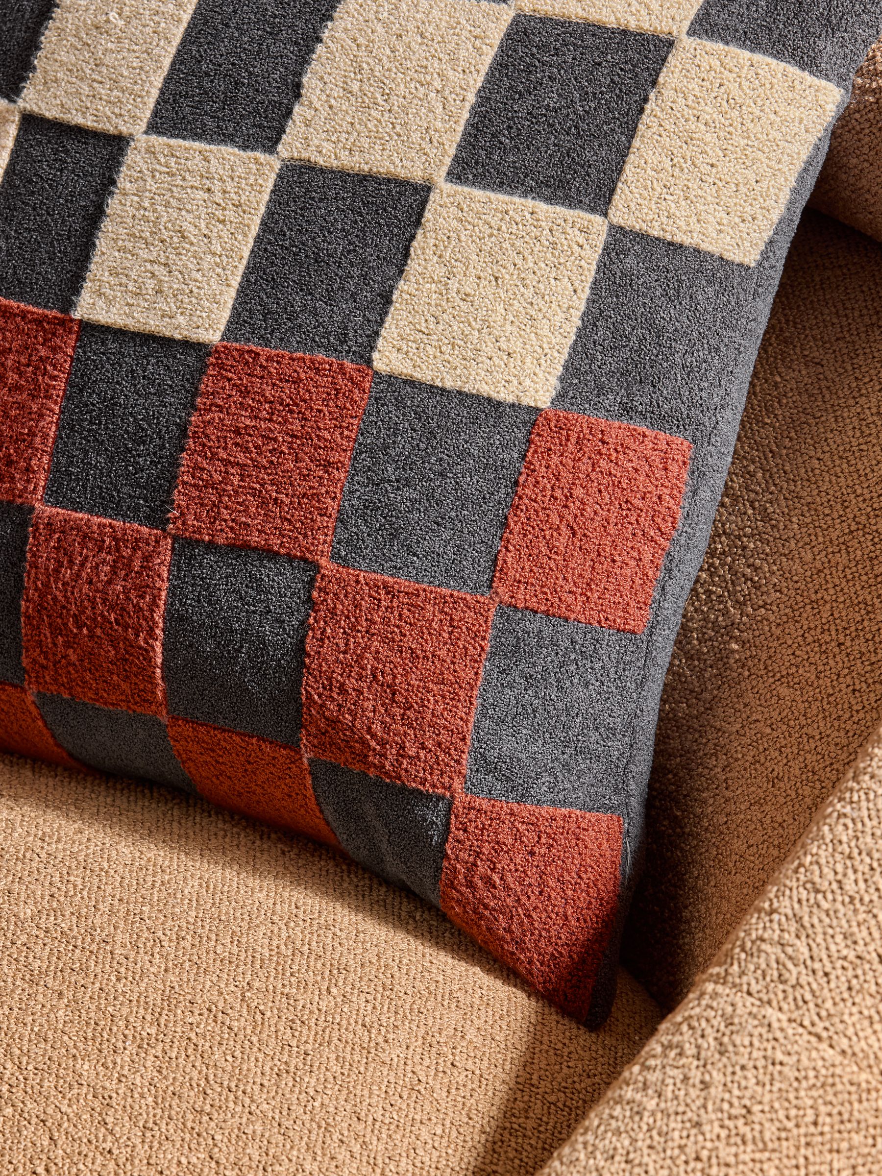 Rust Tilo Checkerboard Cushion - Image 2 of 5 Rust Tilo Checkerboard Cushion - Image 2 of 5