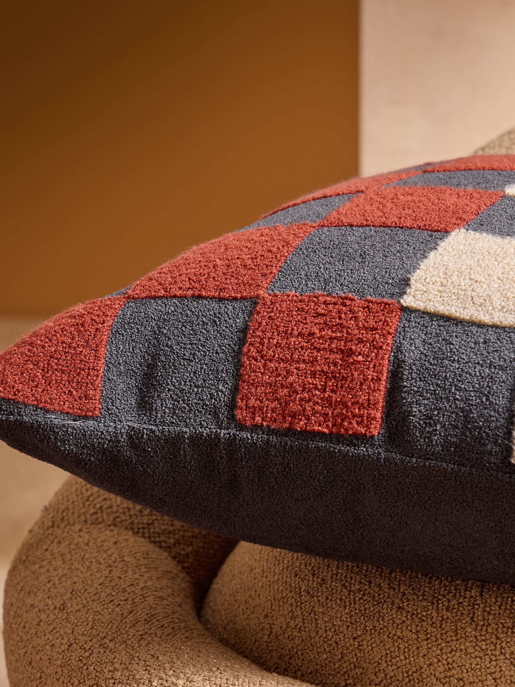 Rust Tilo Checkerboard Cushion - Image 3 of 5