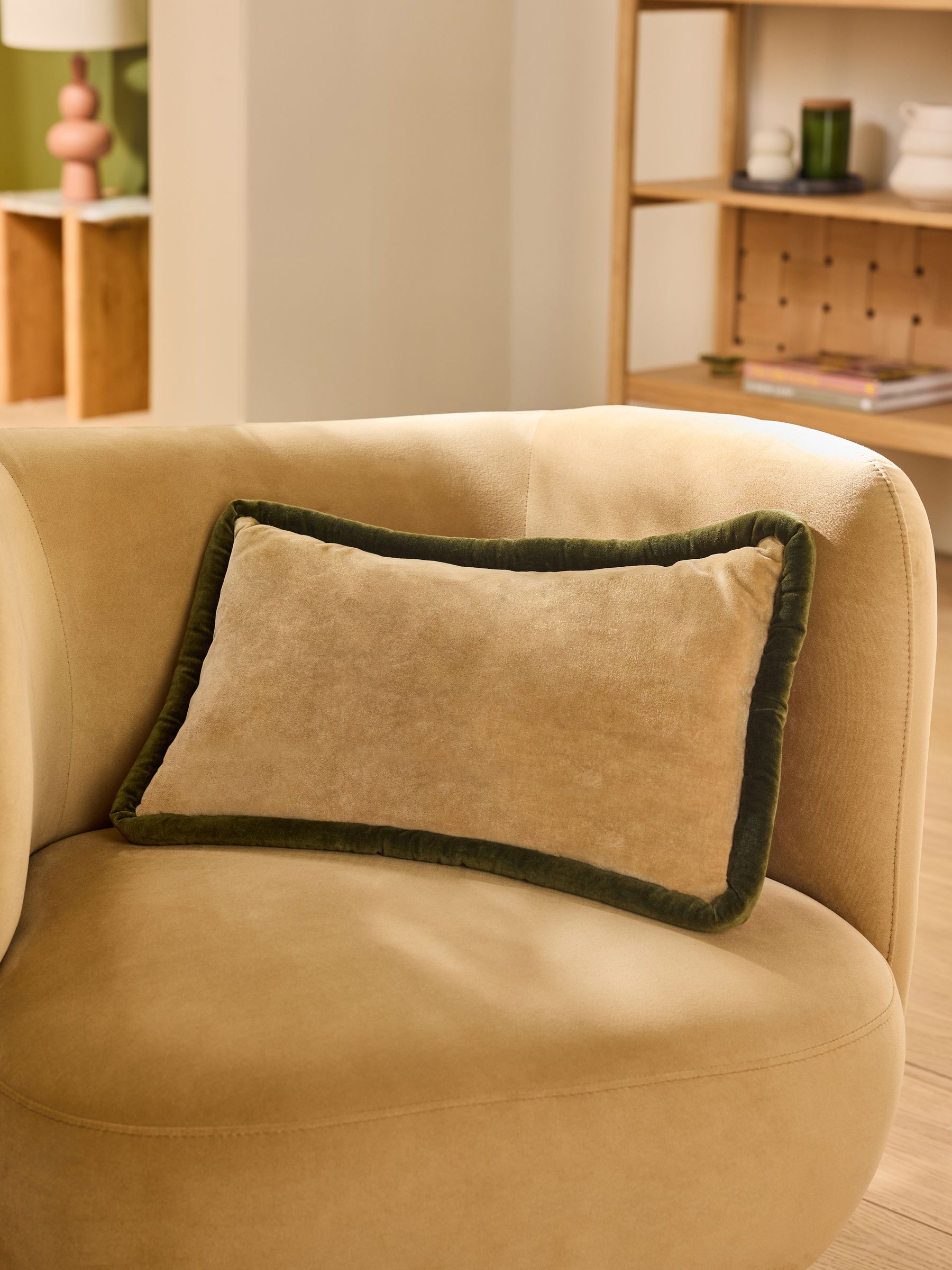 Caramel/Rust Huxley Cotton Velvet Jumbo Pipe Cushion - Image 1 of 4