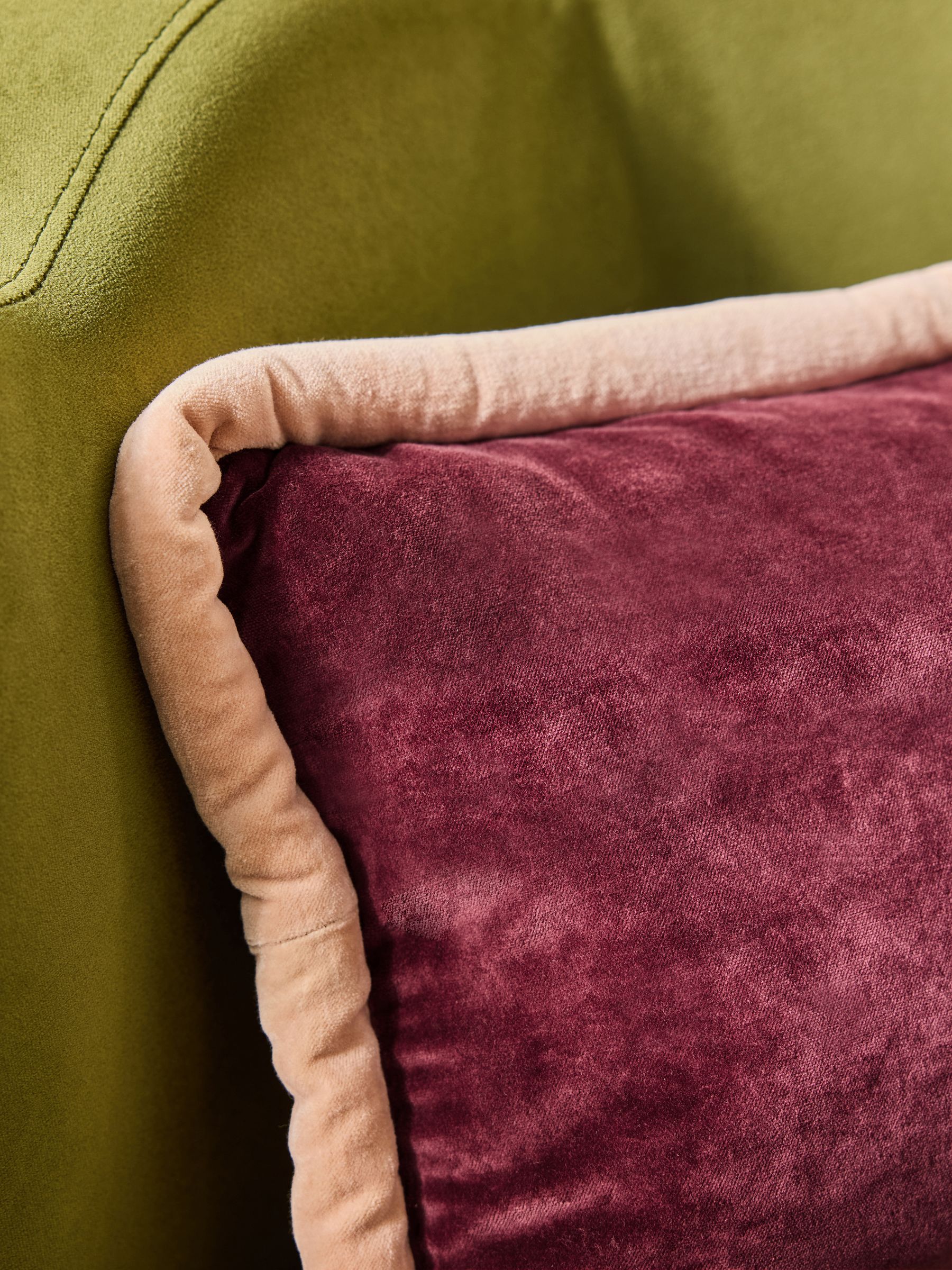 Khaki/Aubergine Huxley Cotton Velvet Jumbo Pipe Cushion - Image 4 of 4