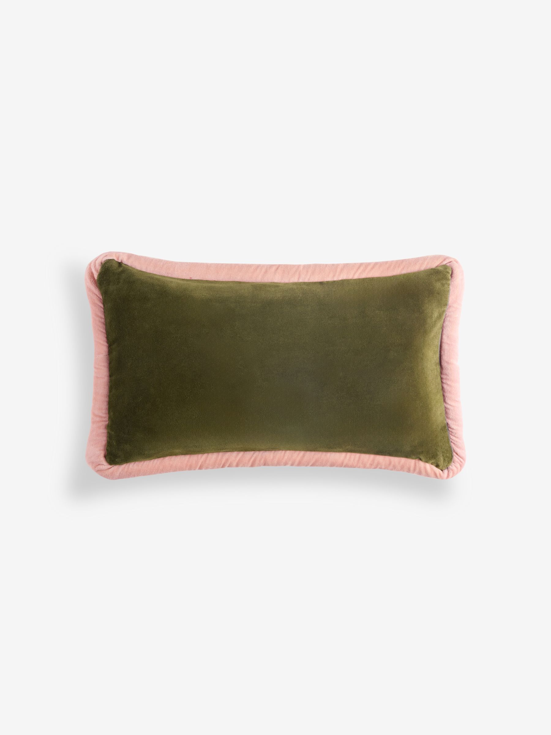 Huxley Cotton Velvet Jumbo Pipe Cushion in Khaki/Aubergine - Image 5 of 5 Huxley Cotton Velvet Jumbo Pipe Cushion in Khaki/Aubergine - Image 5 of 5