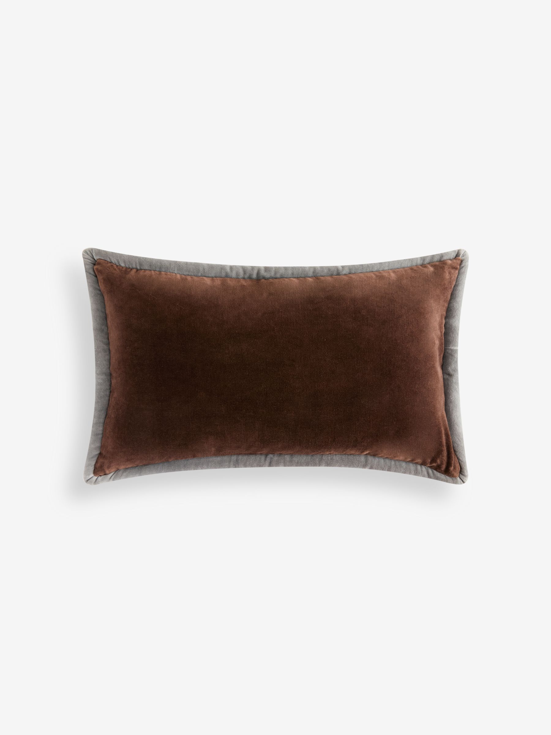 Chocolate/Navy Huxley Cotton Velvet Jumbo Pipe Cushion - Image 5 of 6