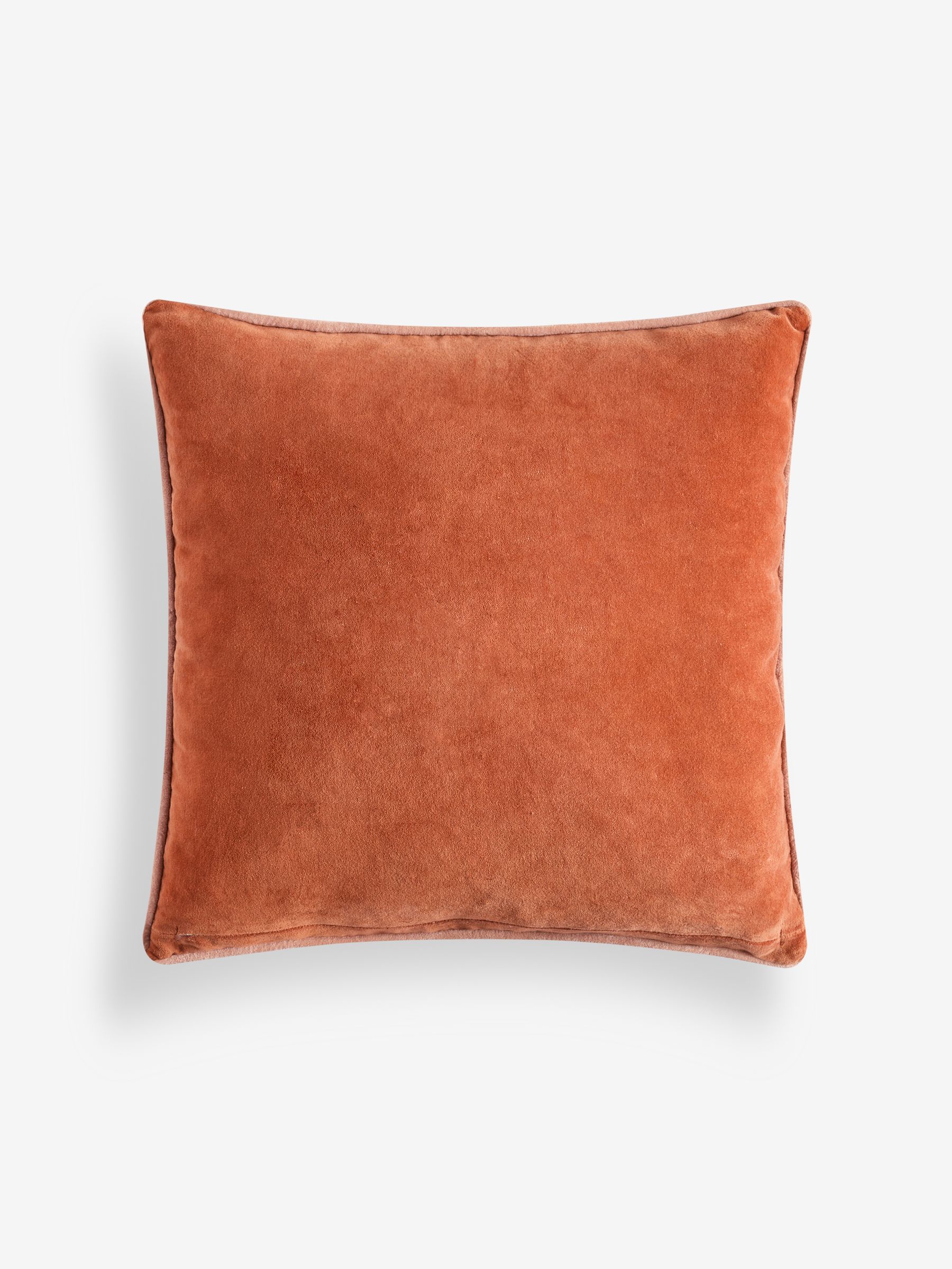 Bailey Cotton Velvet Piped Cushion in Rust Orange - Image 5 of 5 Bailey Cotton Velvet Piped Cushion in Rust Orange - Image 5 of 5