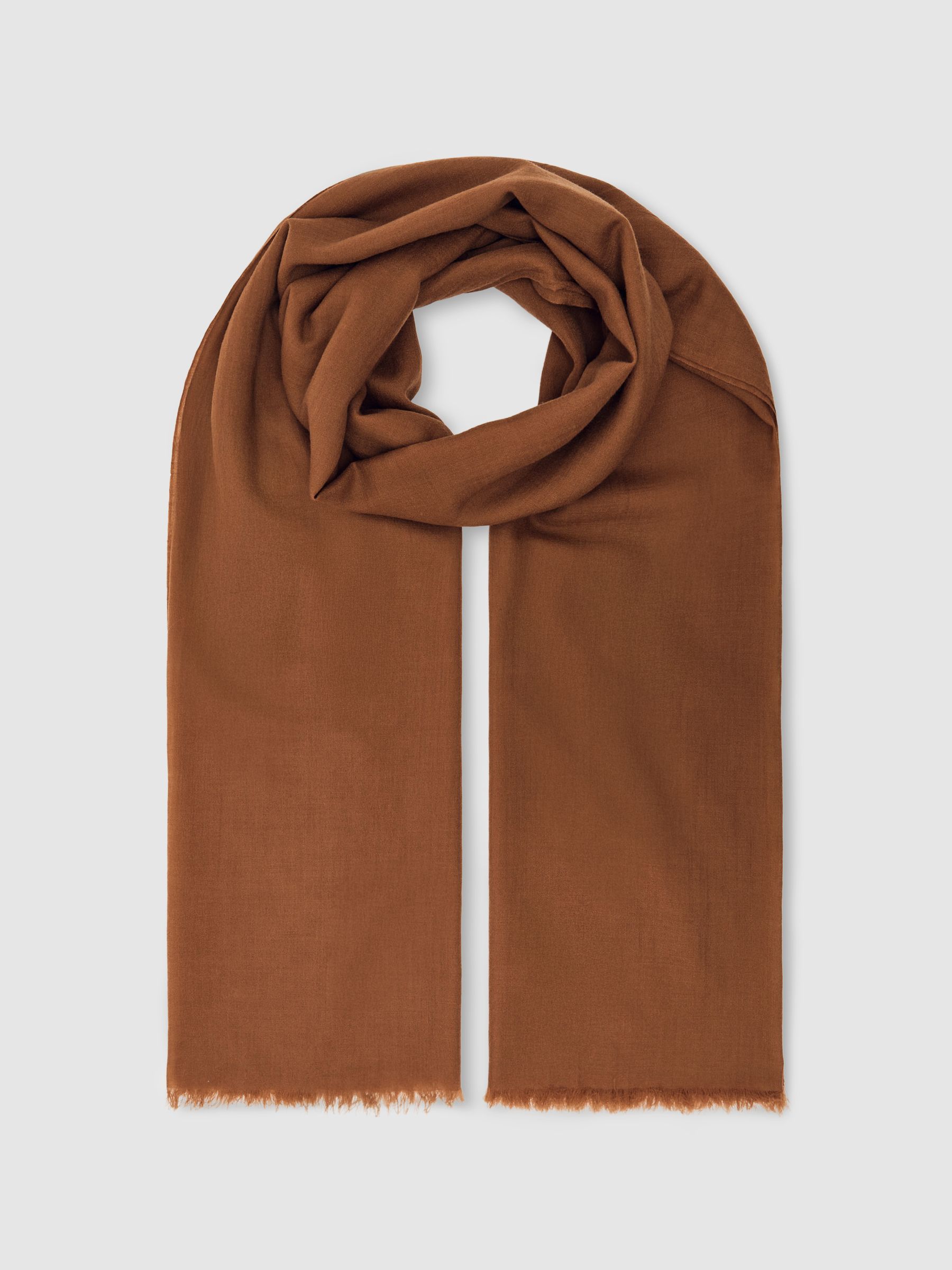 Wool-Cashmere Lightweight Scarf in Camel - Image 3 of 5