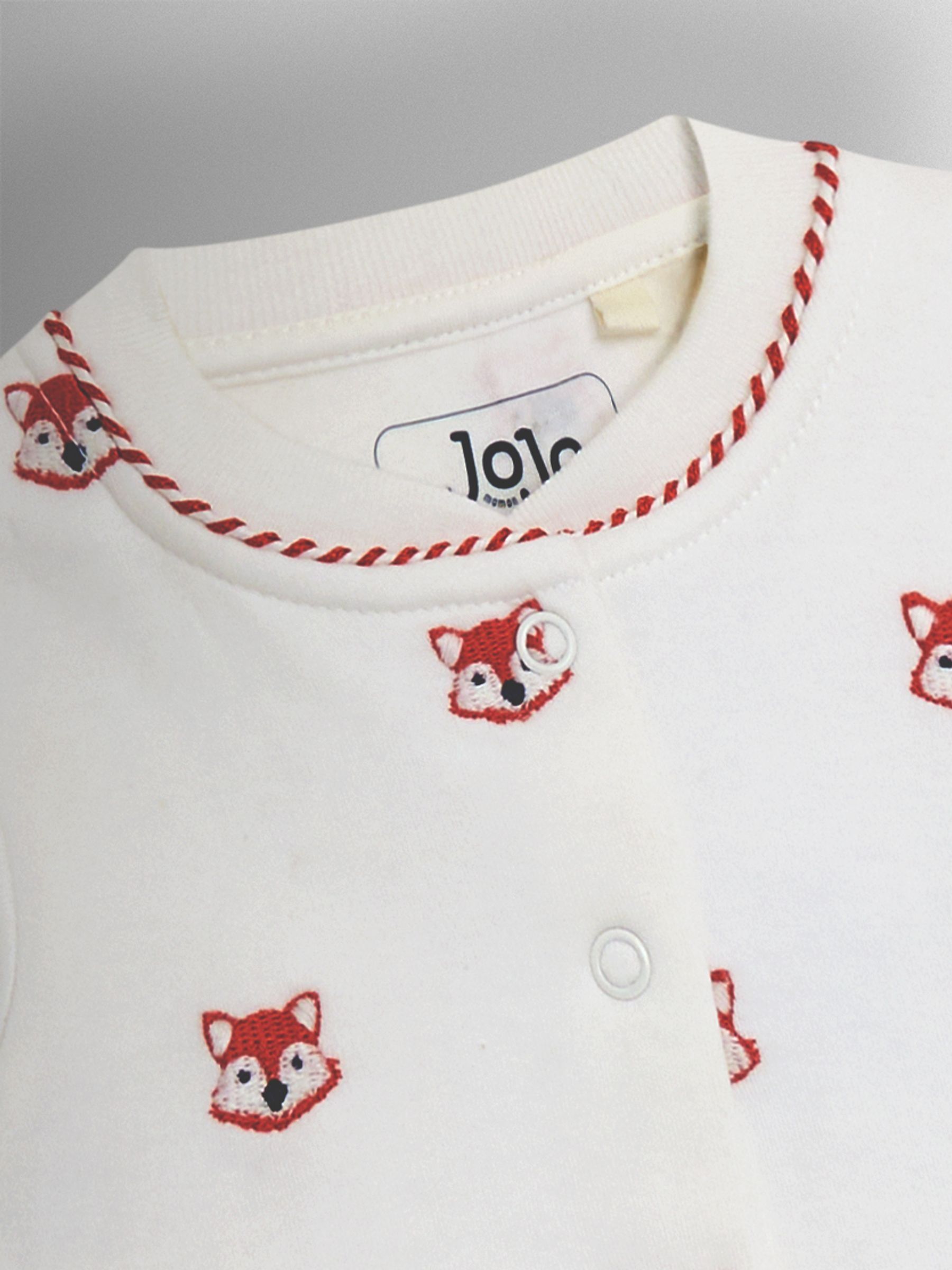 Cream Organic Cotton Embroidered Footed Sleepsuit - Image 4 of 4