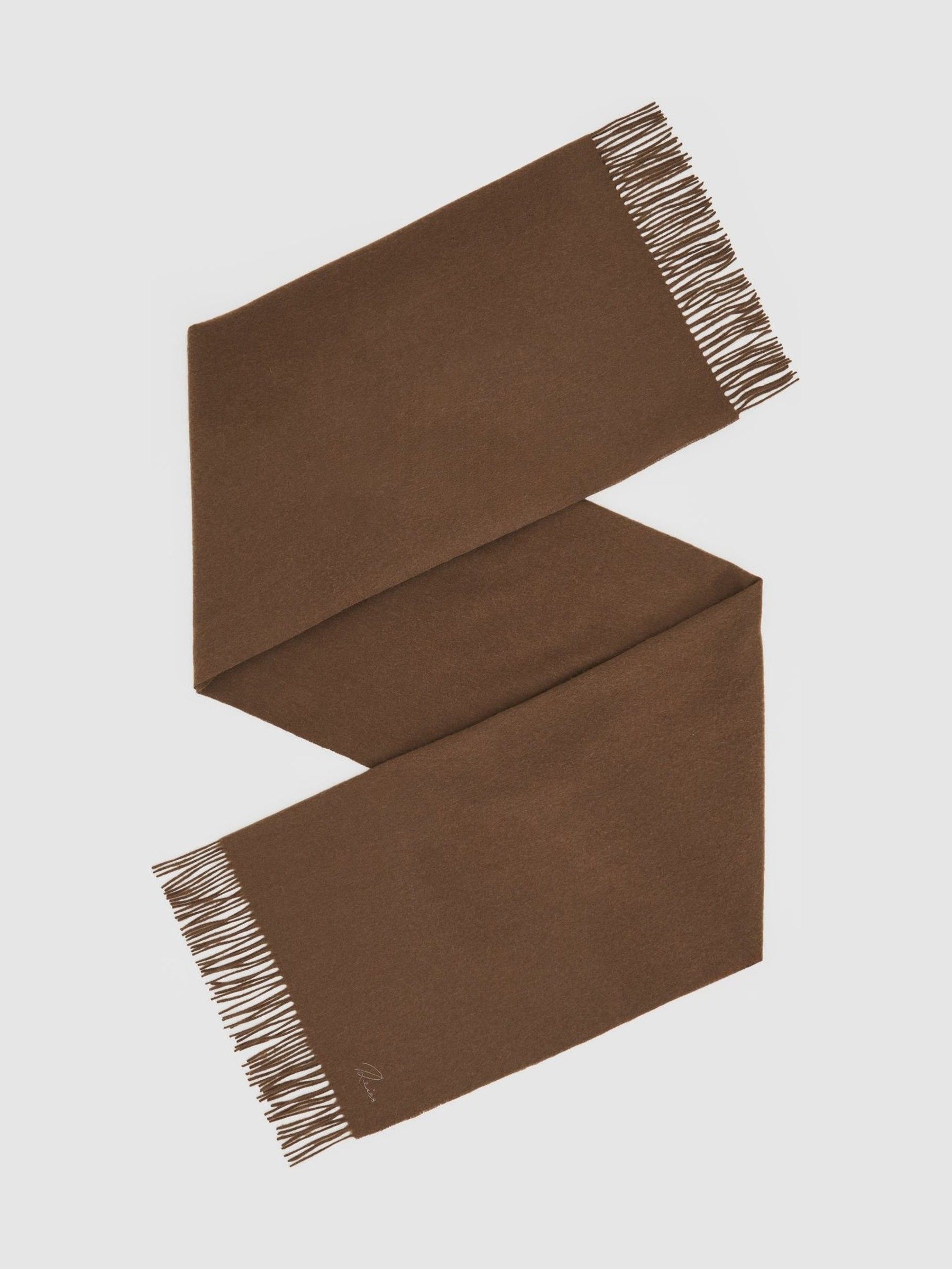 Wool-Cashmere Script-Logo Scarf in Taupe - Image 1 of 5