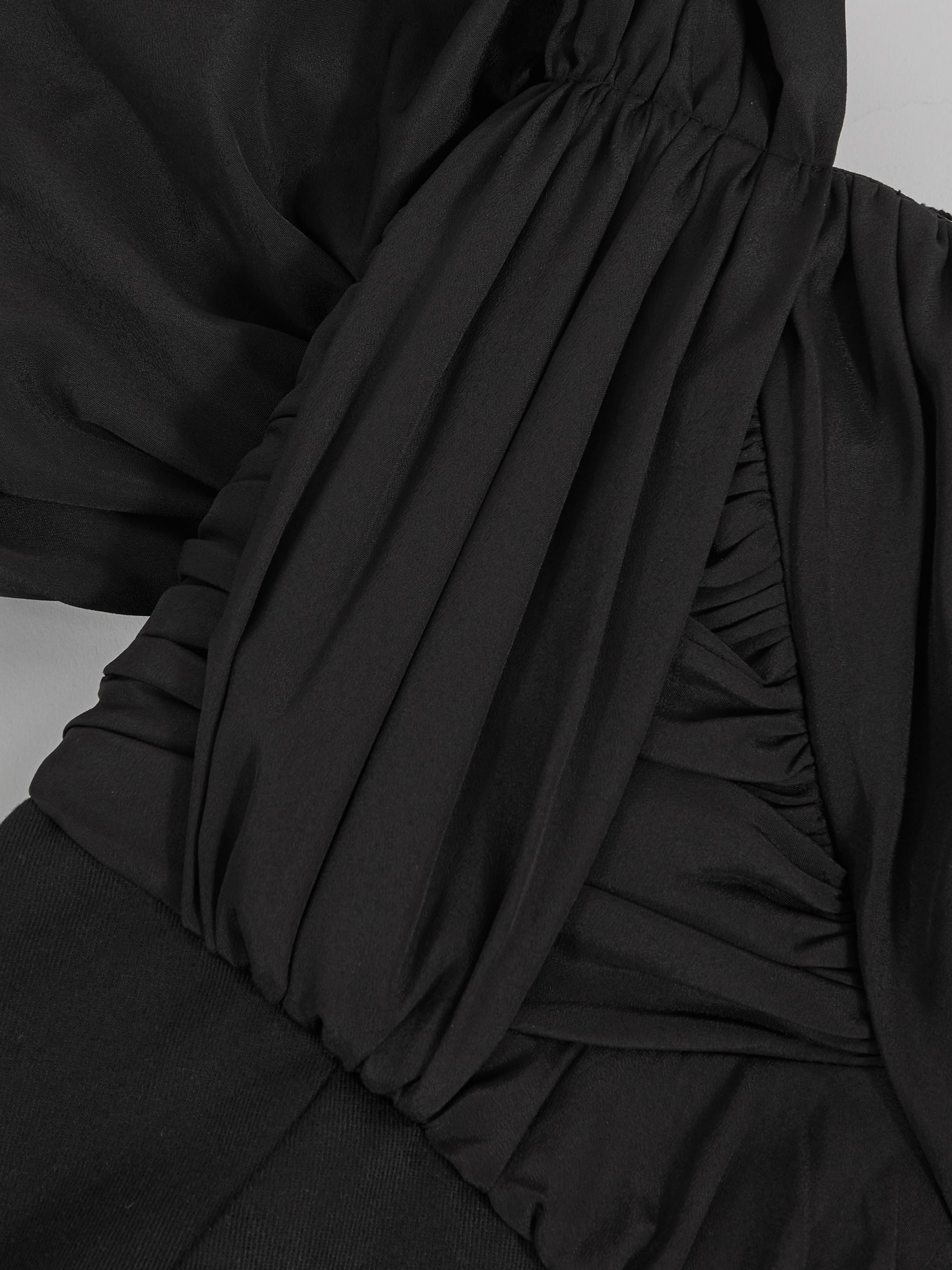 Bardot Sculpted Bodice Midi Dress With Linen in Black - Image 5 of 5