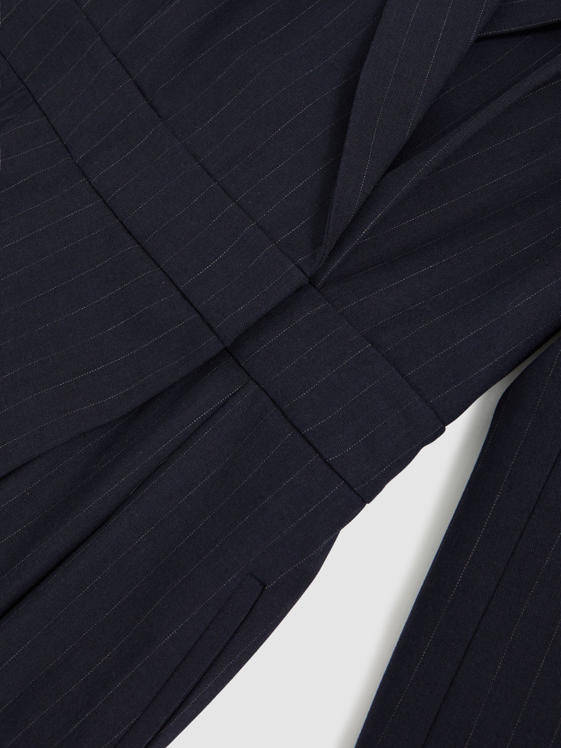 Pinstripe Tailored Wide-Leg Jumpsuit with Wool in Navy - image 4
