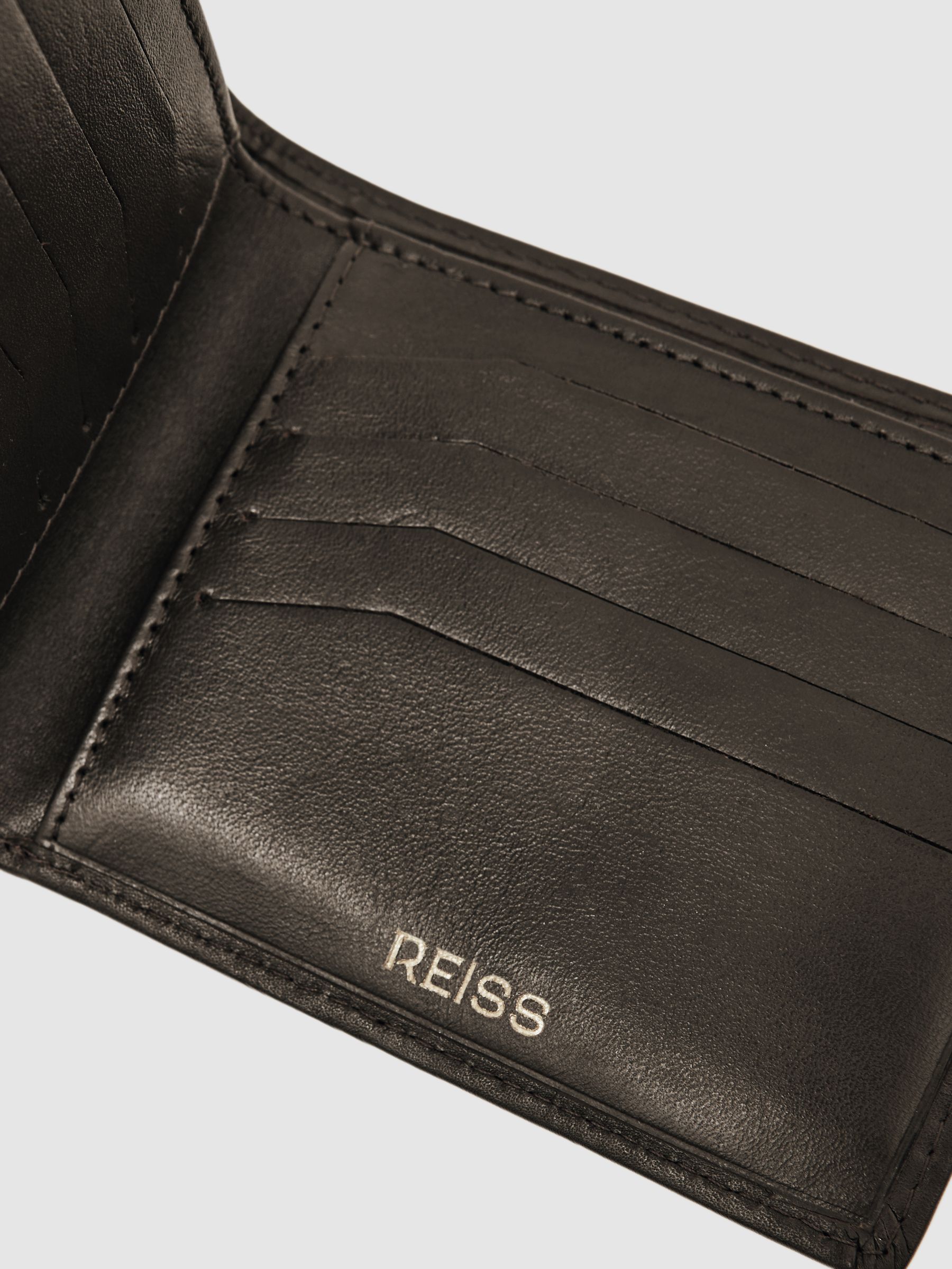 Leather Large Lattice-Effect Wallet in Dark Brown - Image 3 of 3