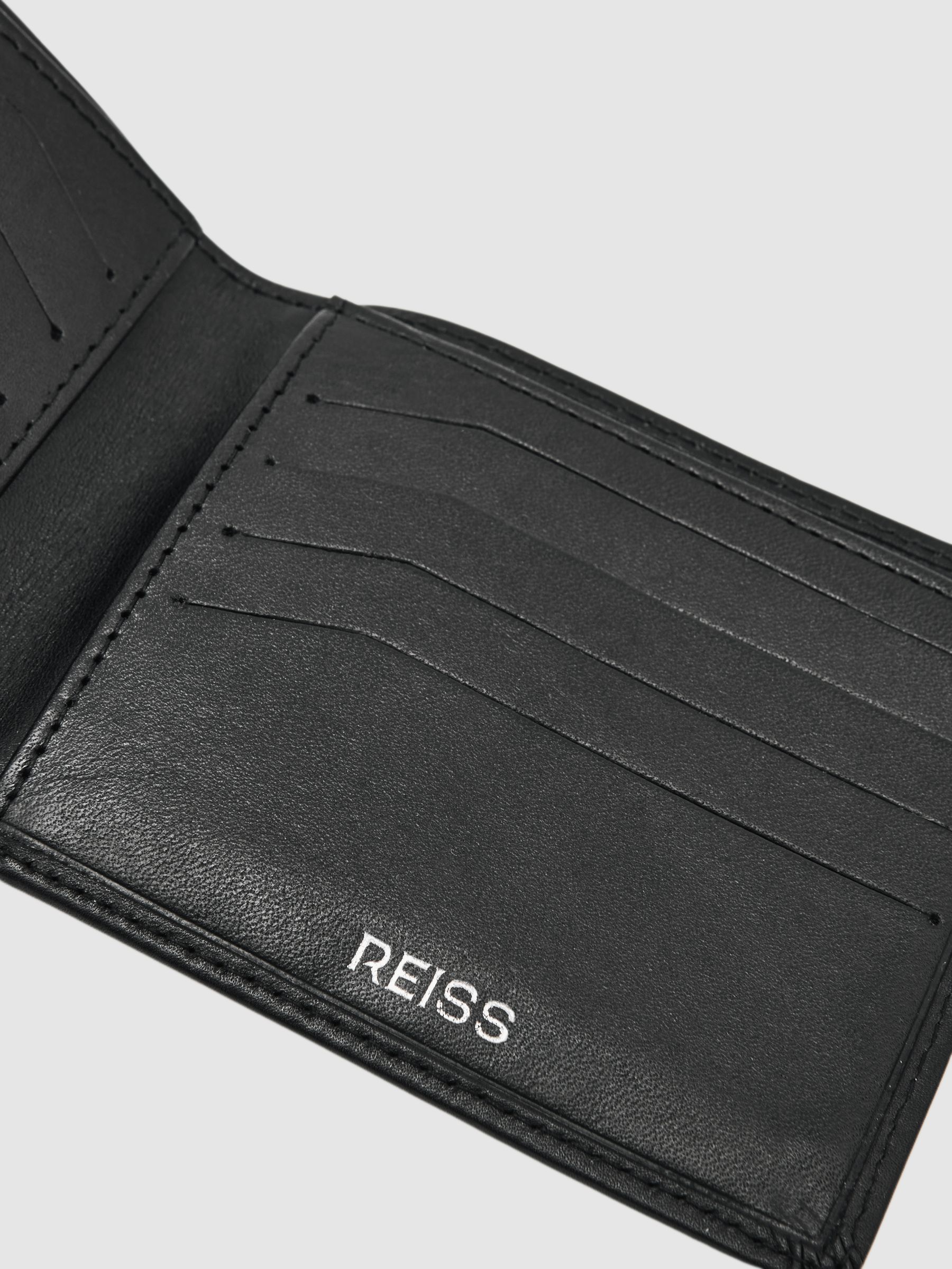 Leather Large Lattice-Effect Wallet in Black - Image 3 of 3